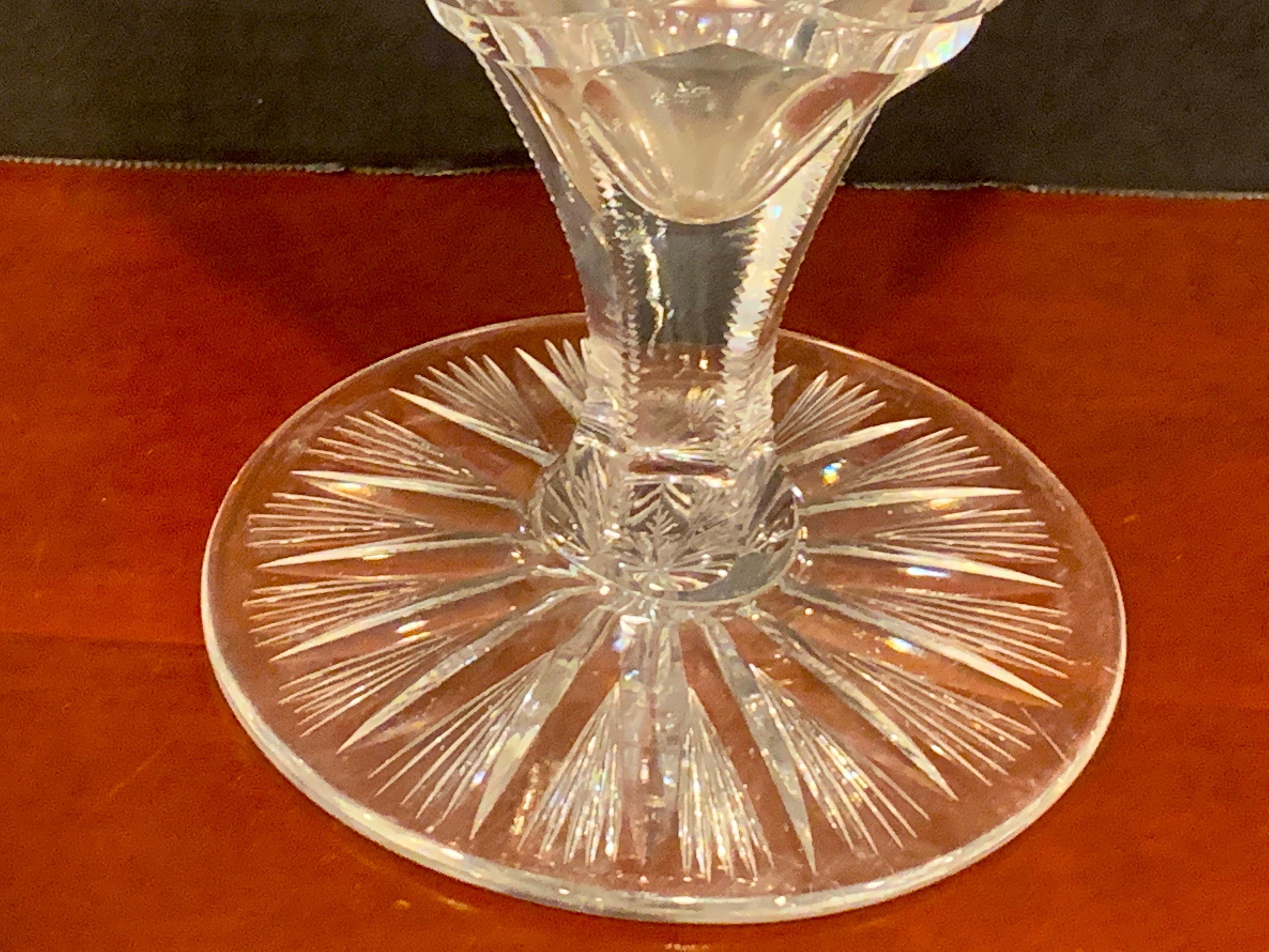 American Brilliant Cut Glass Heart Shaped Vase, Rare Form For Sale 6