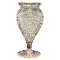 American Brilliant Cut Glass Heart Shaped Vase, Rare Form