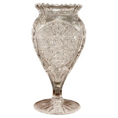 American Brilliant Cut Glass Heart Shaped Vase, Rare Form