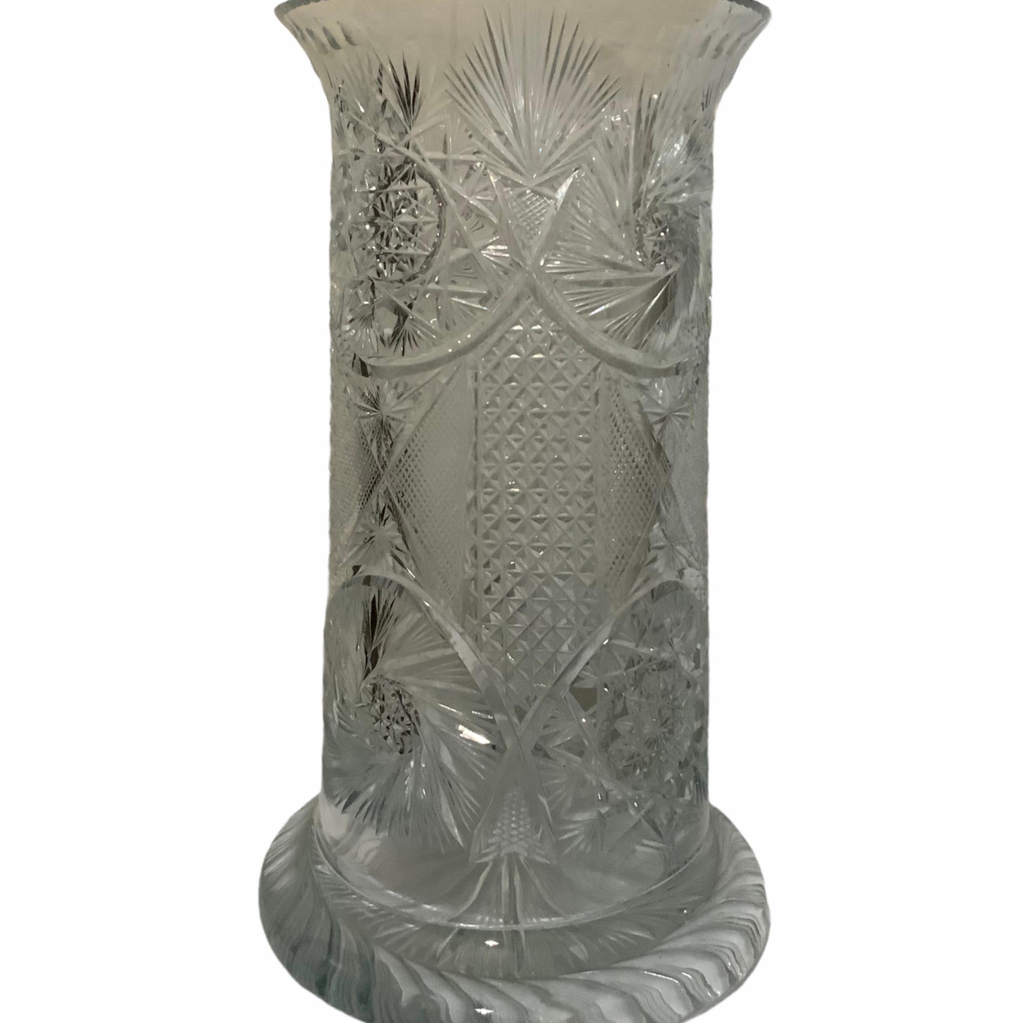 American Brilliant Cut Glass Large Umbrella/Cane Stand/Vase 1