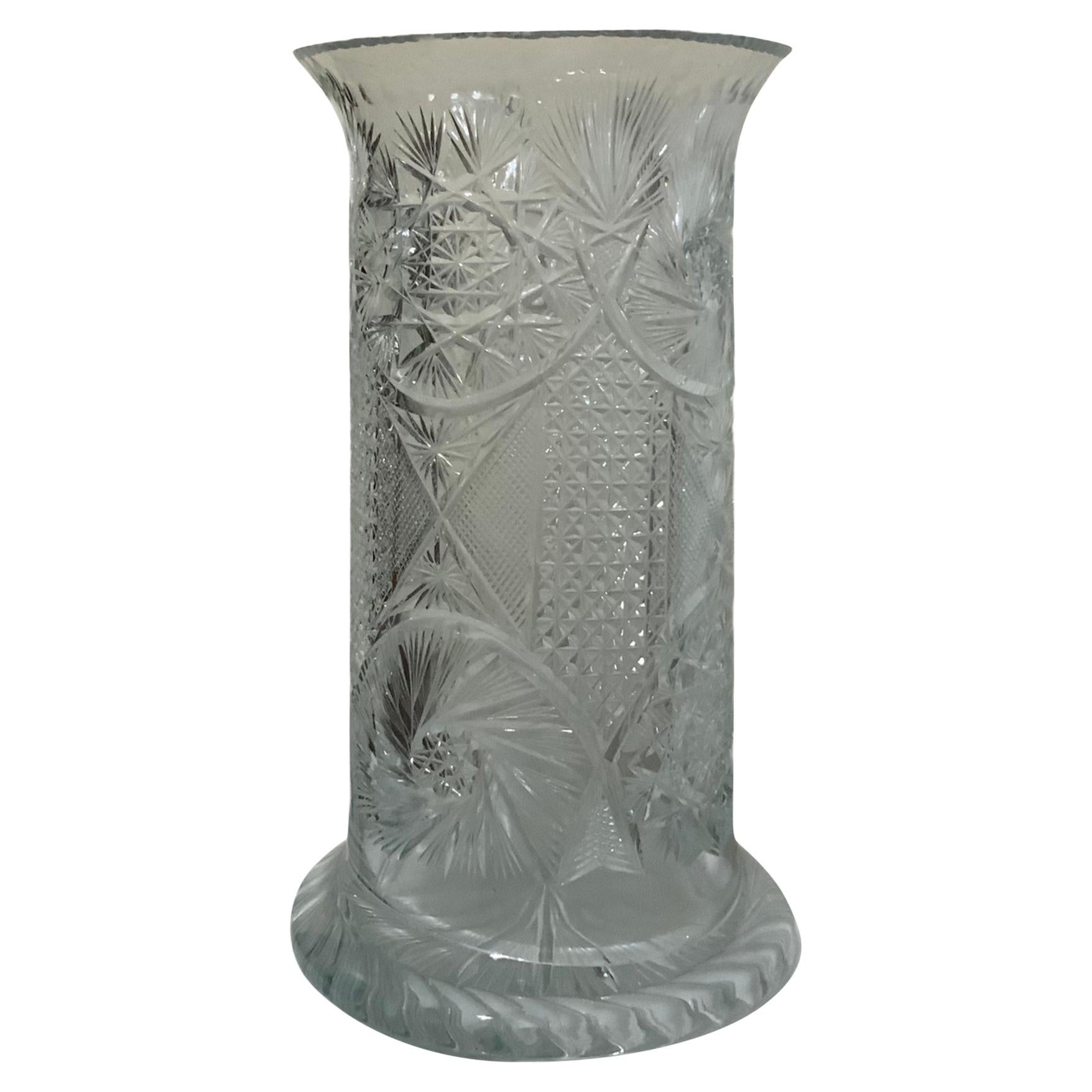 American Brilliant Cut Glass Large Umbrella/Cane Stand/Vase