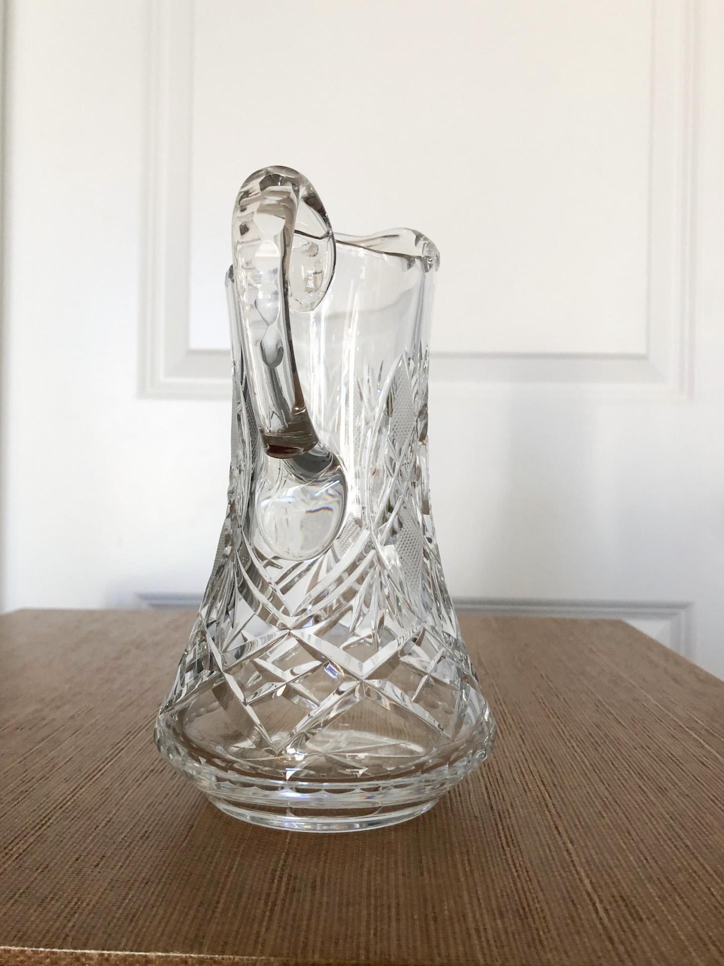 Faceted American Brilliant Cut Glass Pitcher