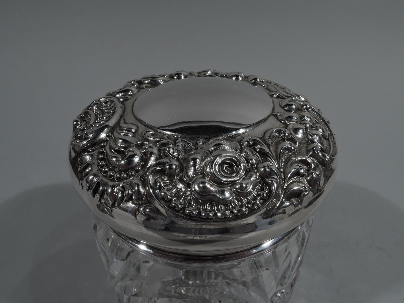 American Brilliant-Cut Glass and Sterling Silver Candy Jar In Excellent Condition In New York, NY