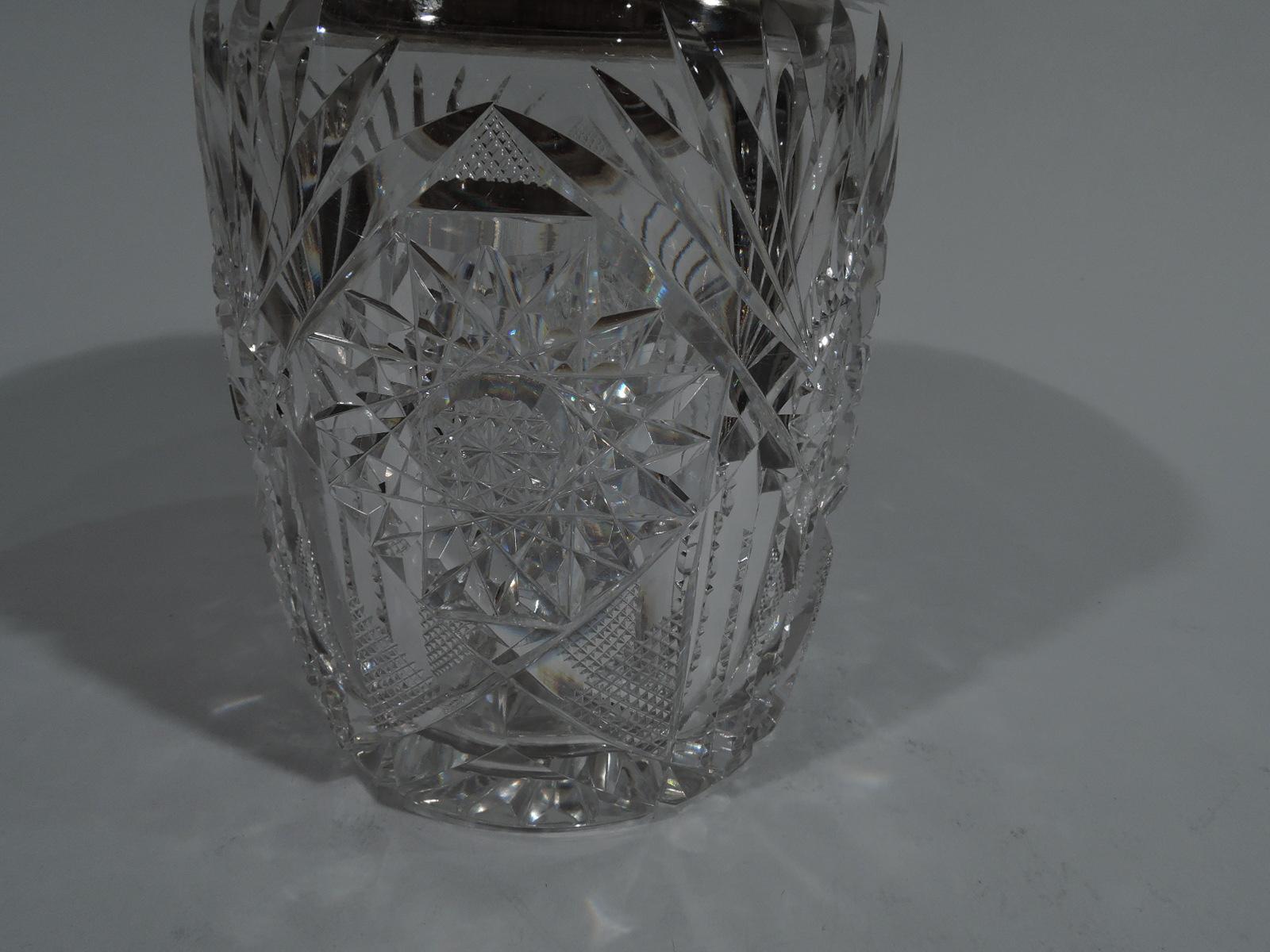 Late 19th Century American Brilliant-Cut Glass and Sterling Silver Candy Jar