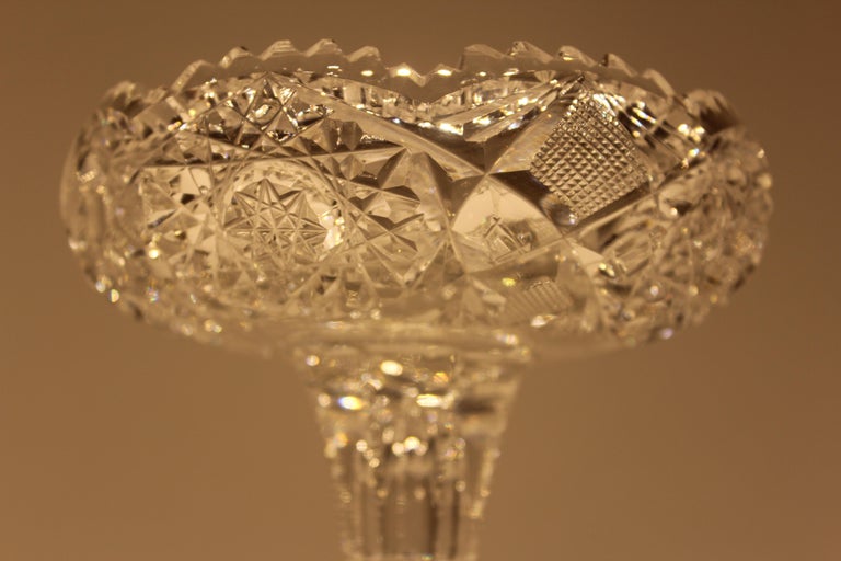 American Brilliant Cut Glass Teardrop Candy Dish For Sale at 1stDibs