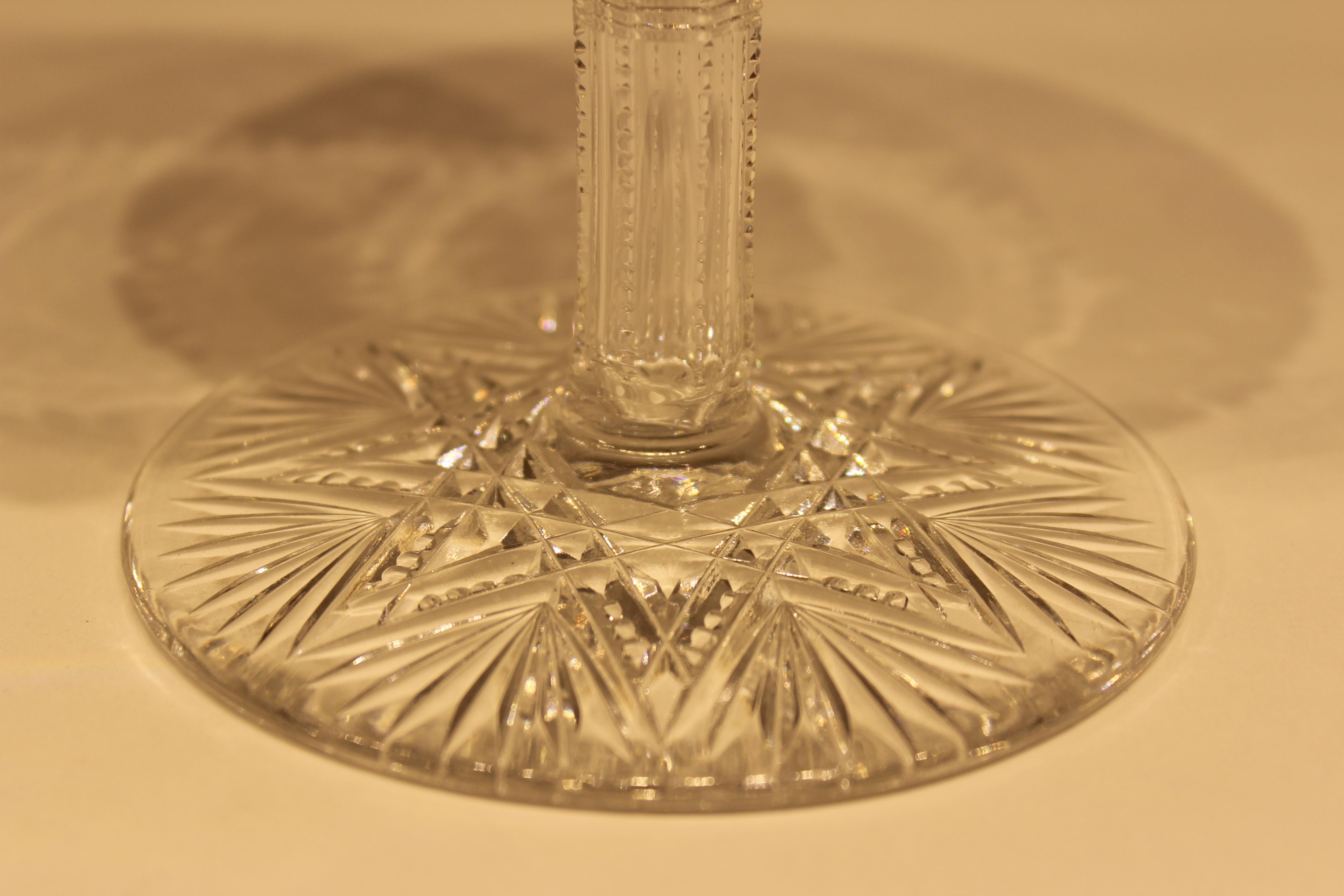 American Brilliant Cut Glass Teardrop Candy Dish In Good Condition For Sale In New york, NY