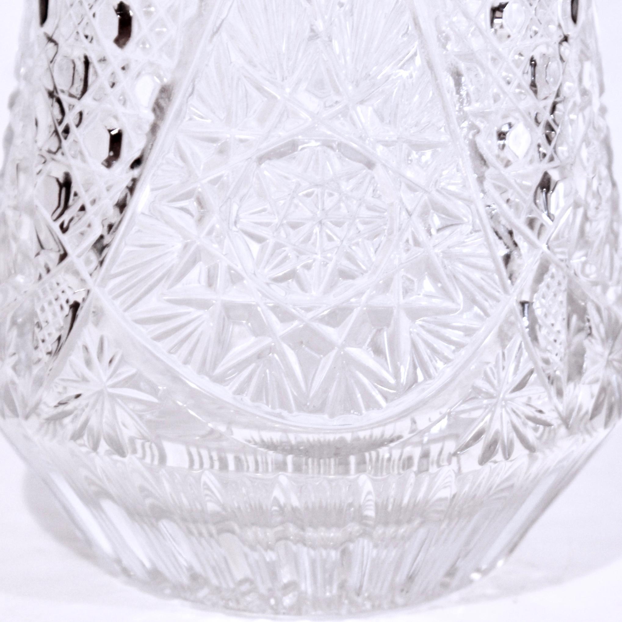 20th Century American Brilliant Cut Style Moulded Tall Glass Vase