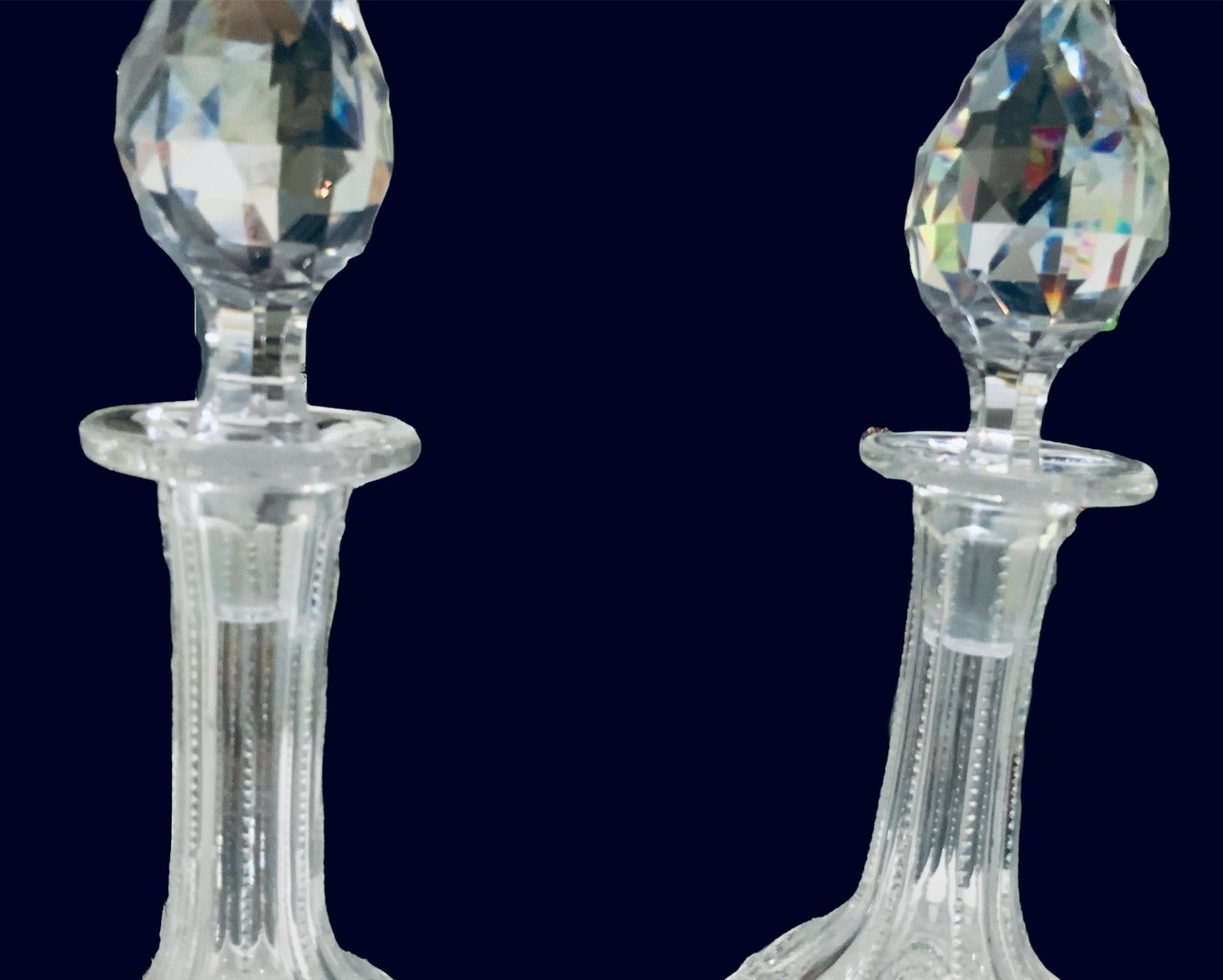 American Classical American Brilliant Pair of Cut Crystal Decanters For Sale