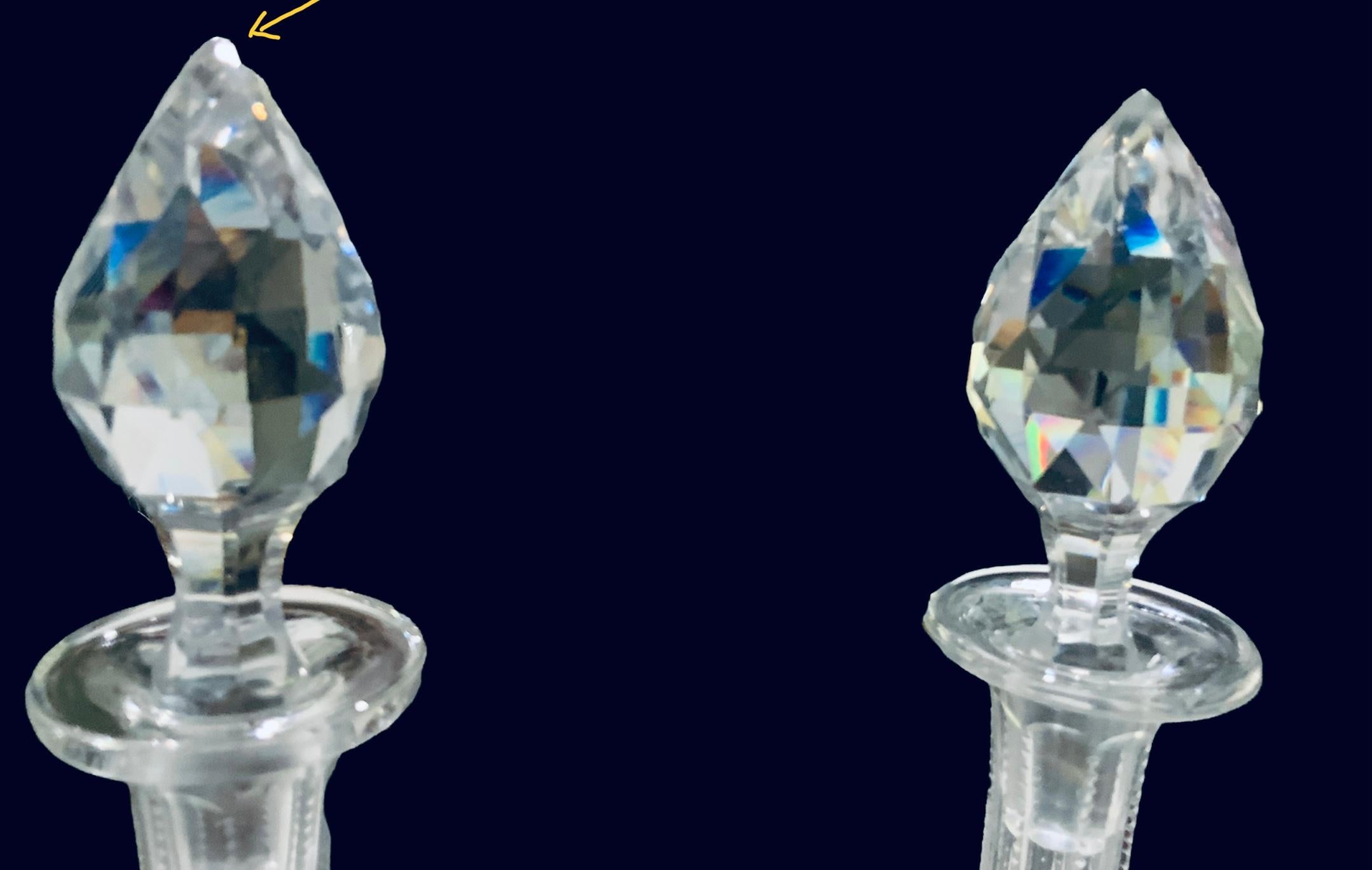 Hand-Crafted American Brilliant Pair of Cut Crystal Decanters For Sale