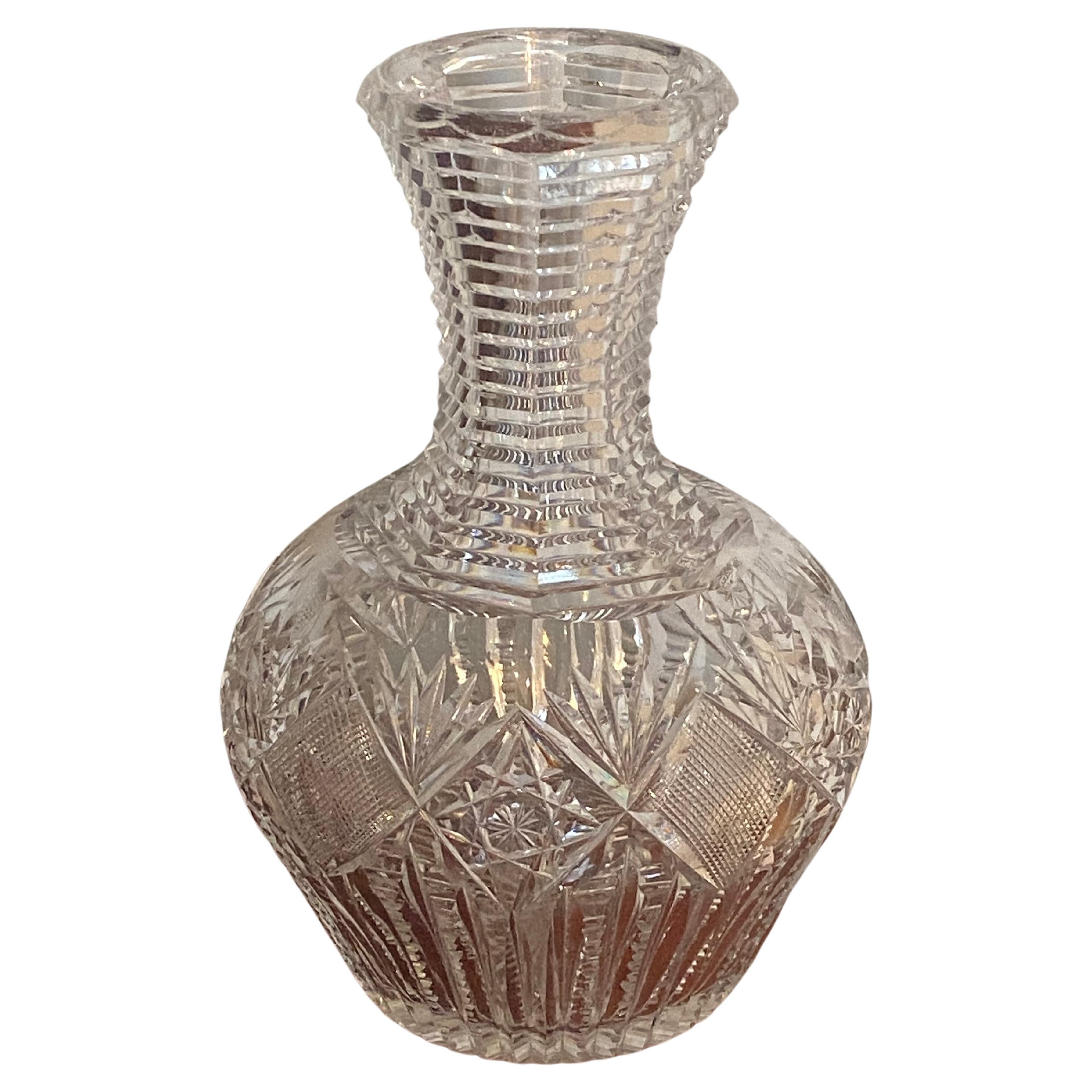 American Brilliant Period Cut Glass Carafe Circa 1910