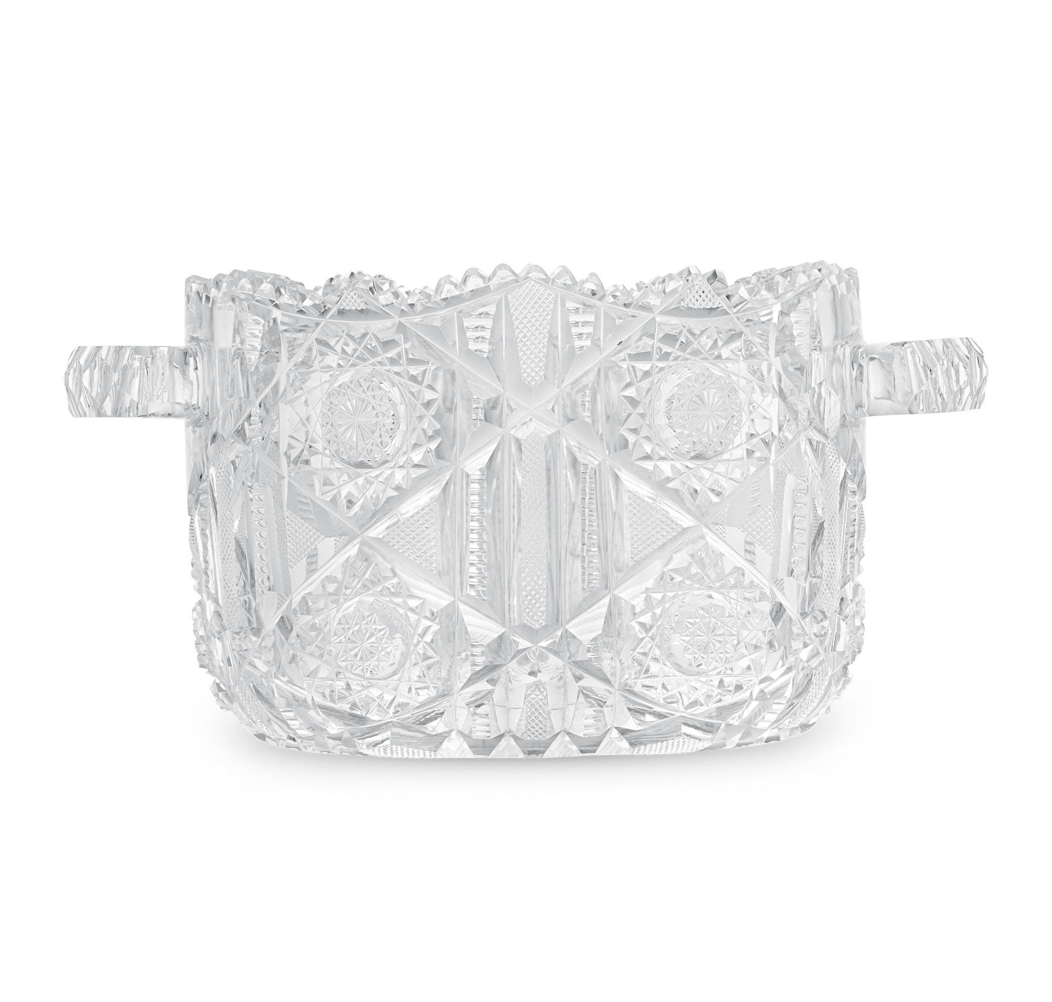 Américain Seau à glace en verre taillé de la période Brilliante américaine en vente