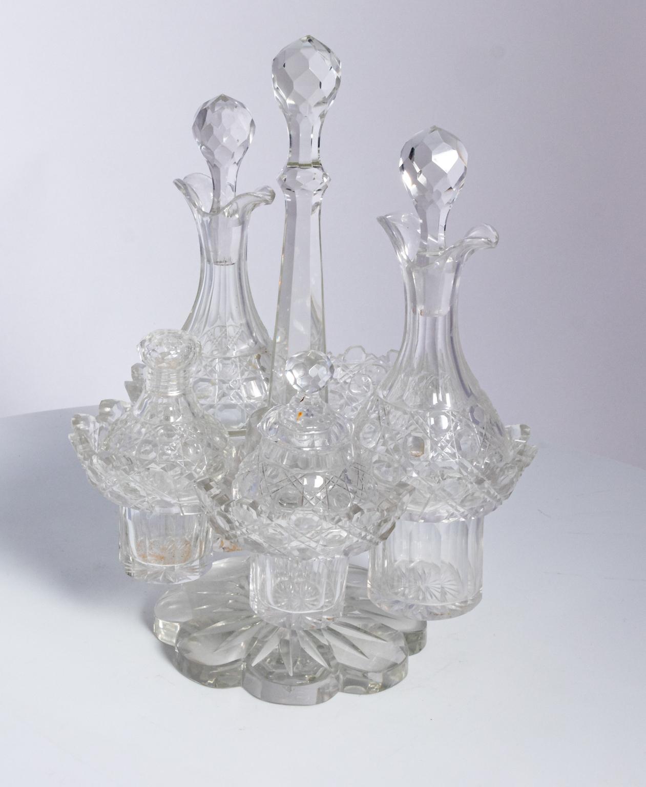American Brilliant Period Cutglass Cruet Set In Good Condition In Stamford, CT