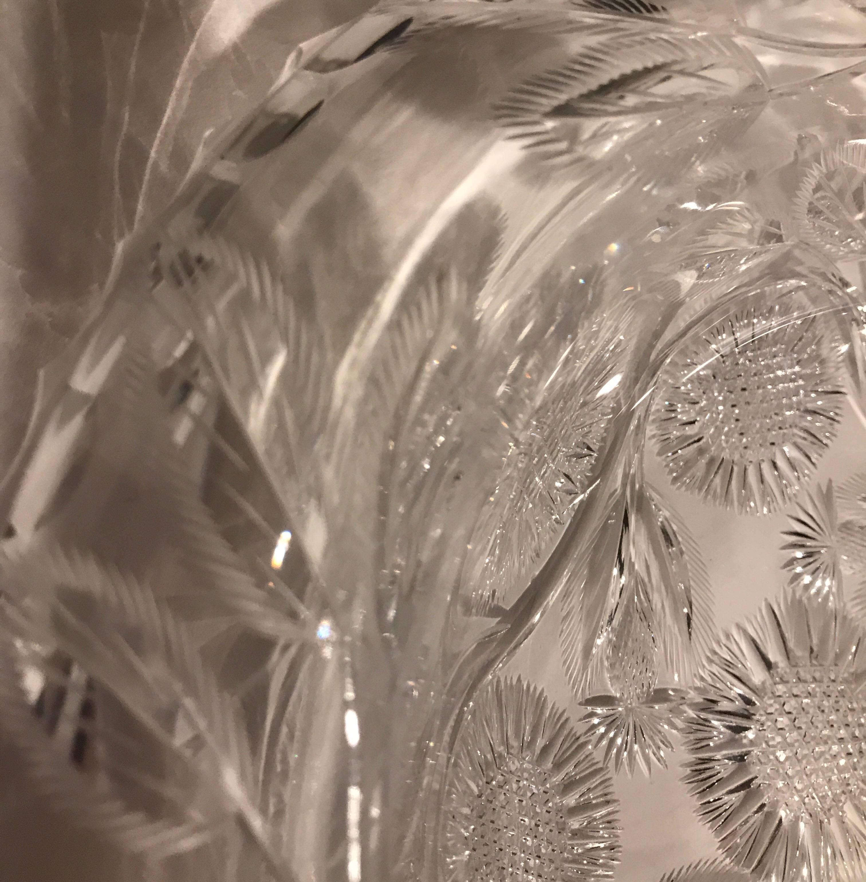 19th Century American Brilliant Rolled Edge Intaglio Cut-Glass Bowl 1