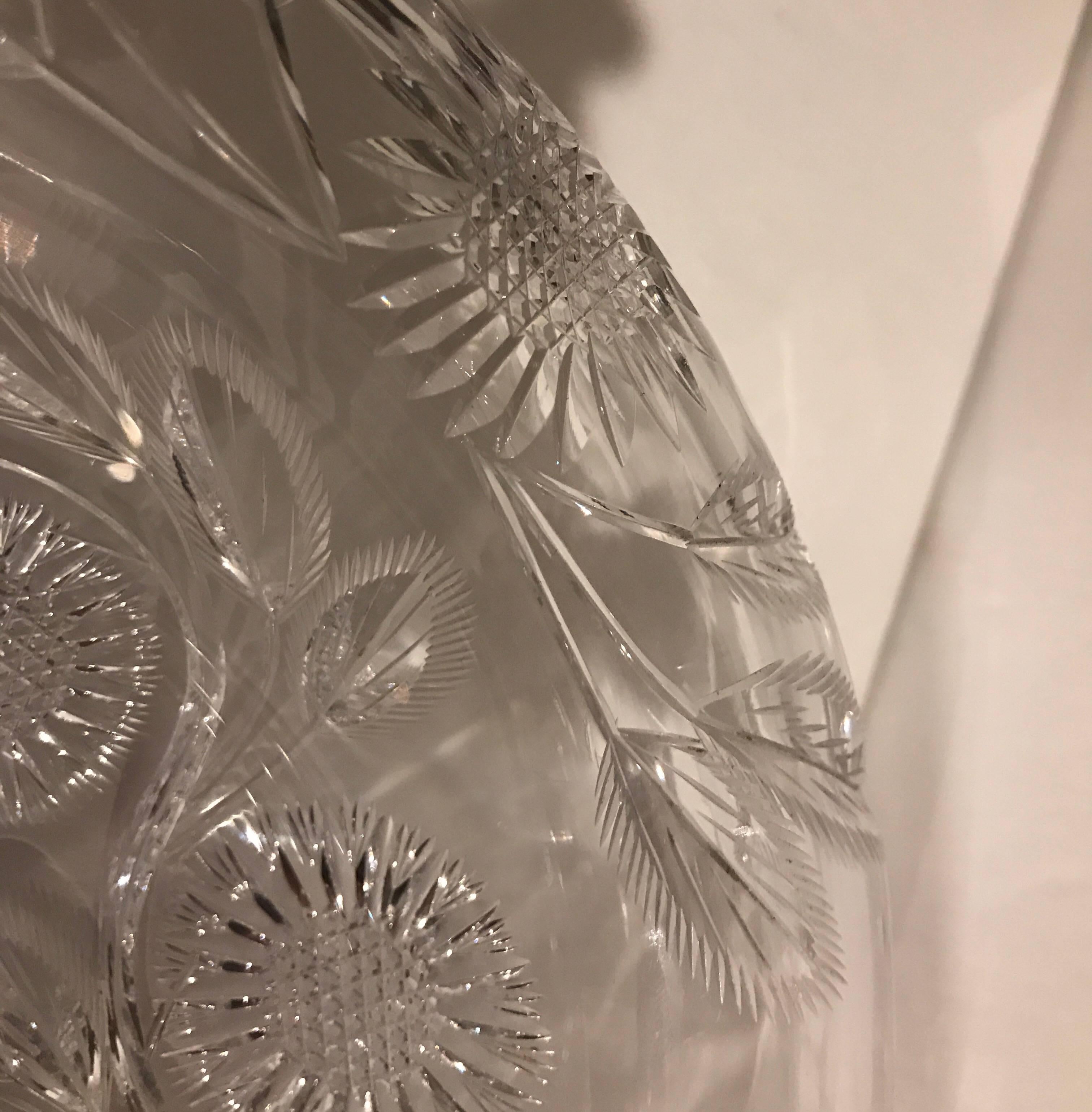 19th Century American Brilliant Rolled Edge Intaglio Cut-Glass Bowl 2