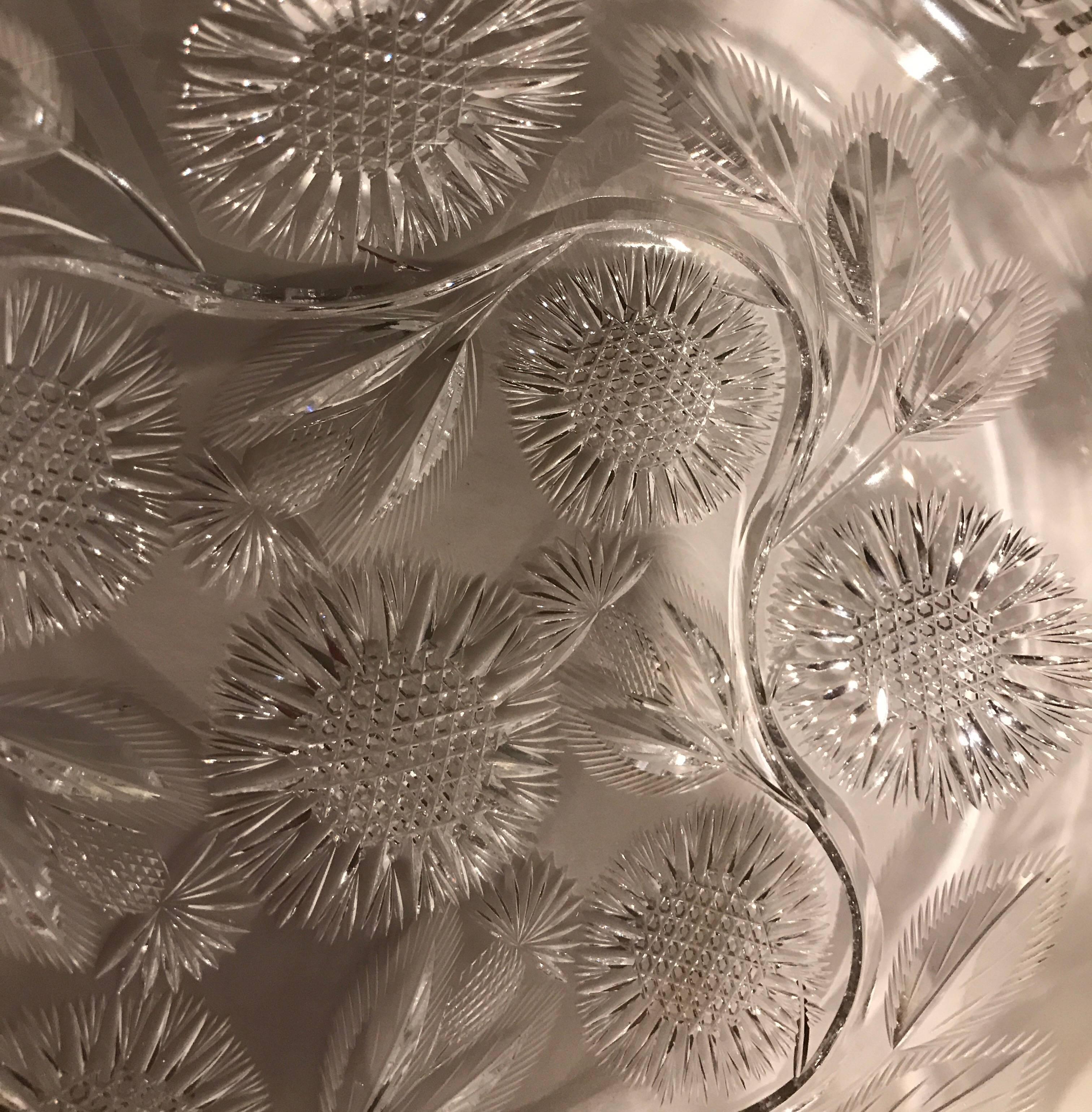 19th Century American Brilliant Rolled Edge Intaglio Cut-Glass Bowl 3