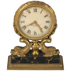 Horloge de bureau américaine en bronze et marbre, Sterling Bronze Co., vers 1900