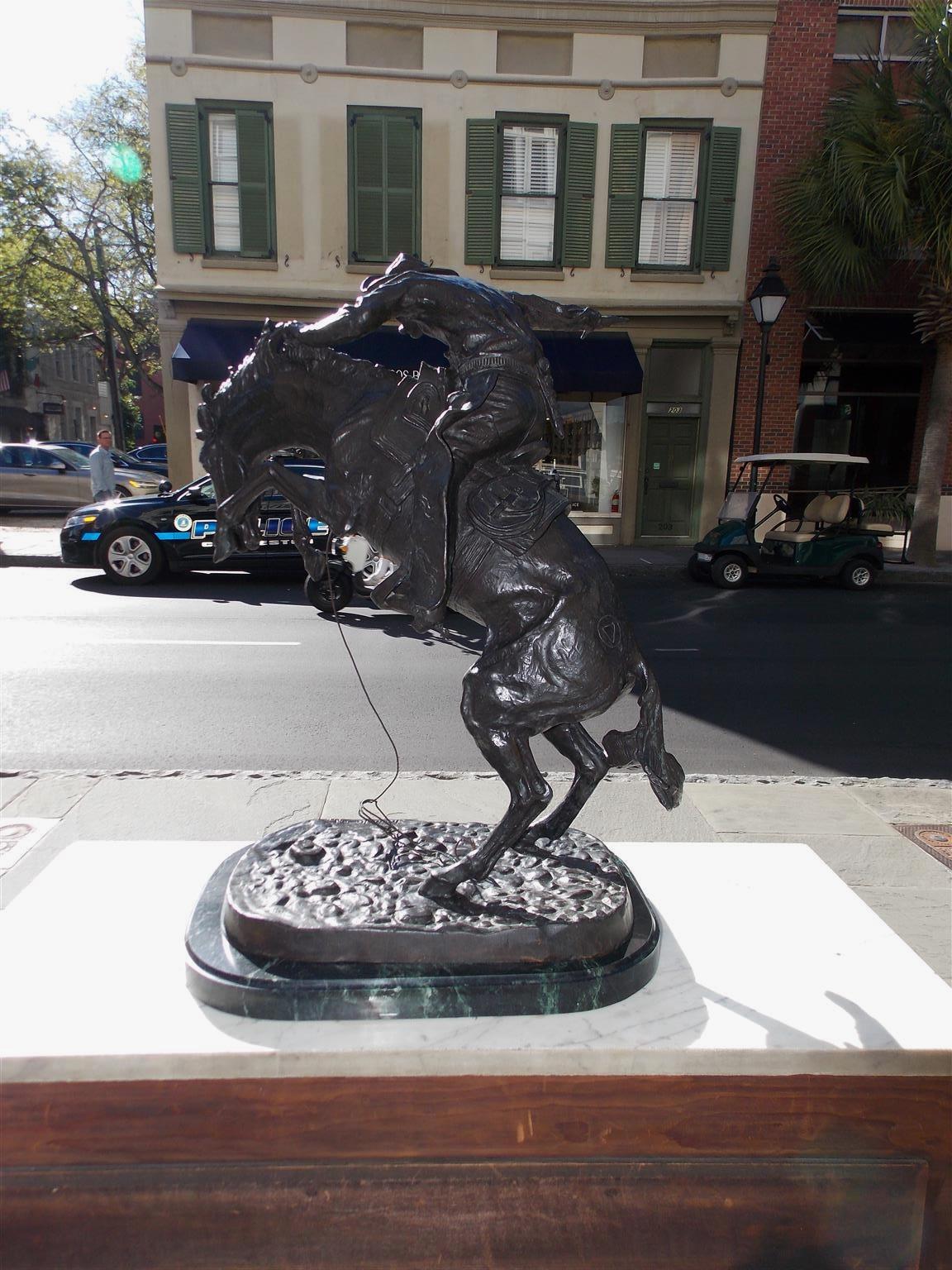 American Bronze Sculpture of Bronco Buster, After F. Remington, Circa 1940 In Excellent Condition In Hollywood, SC