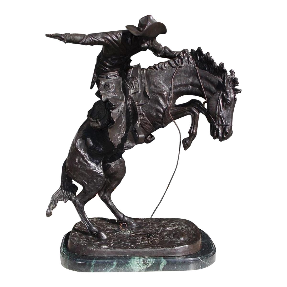 American Bronze Sculpture of Bronco Buster, After F. Remington, Circa 1940