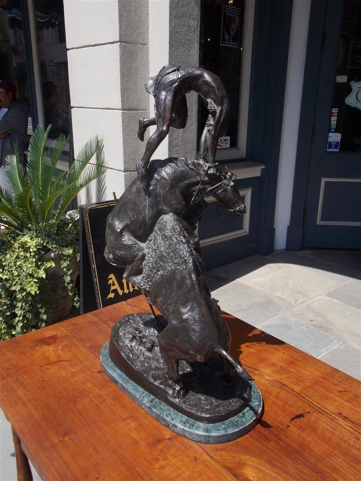 American Bronze and Marble Sculpture of Buffalo Horse, F. Remington, Circa 1940 1