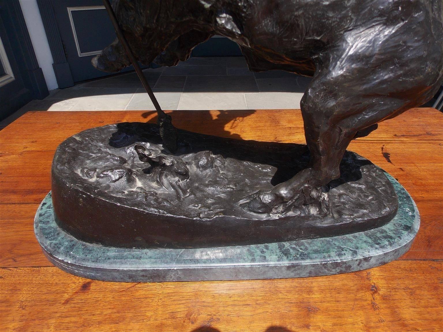 American Bronze and Marble Sculpture of Buffalo Horse, F. Remington, Circa 1940 3