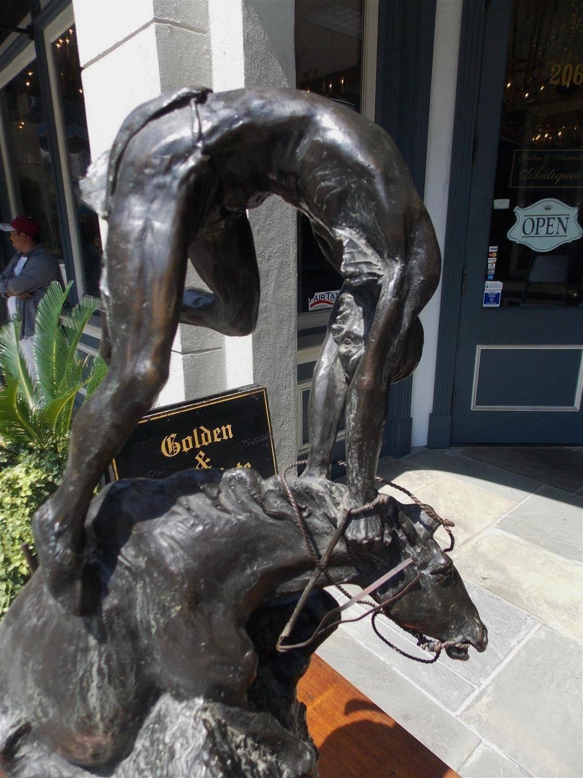 American Bronze and Marble Sculpture of Buffalo Horse, F. Remington, Circa 1940 5