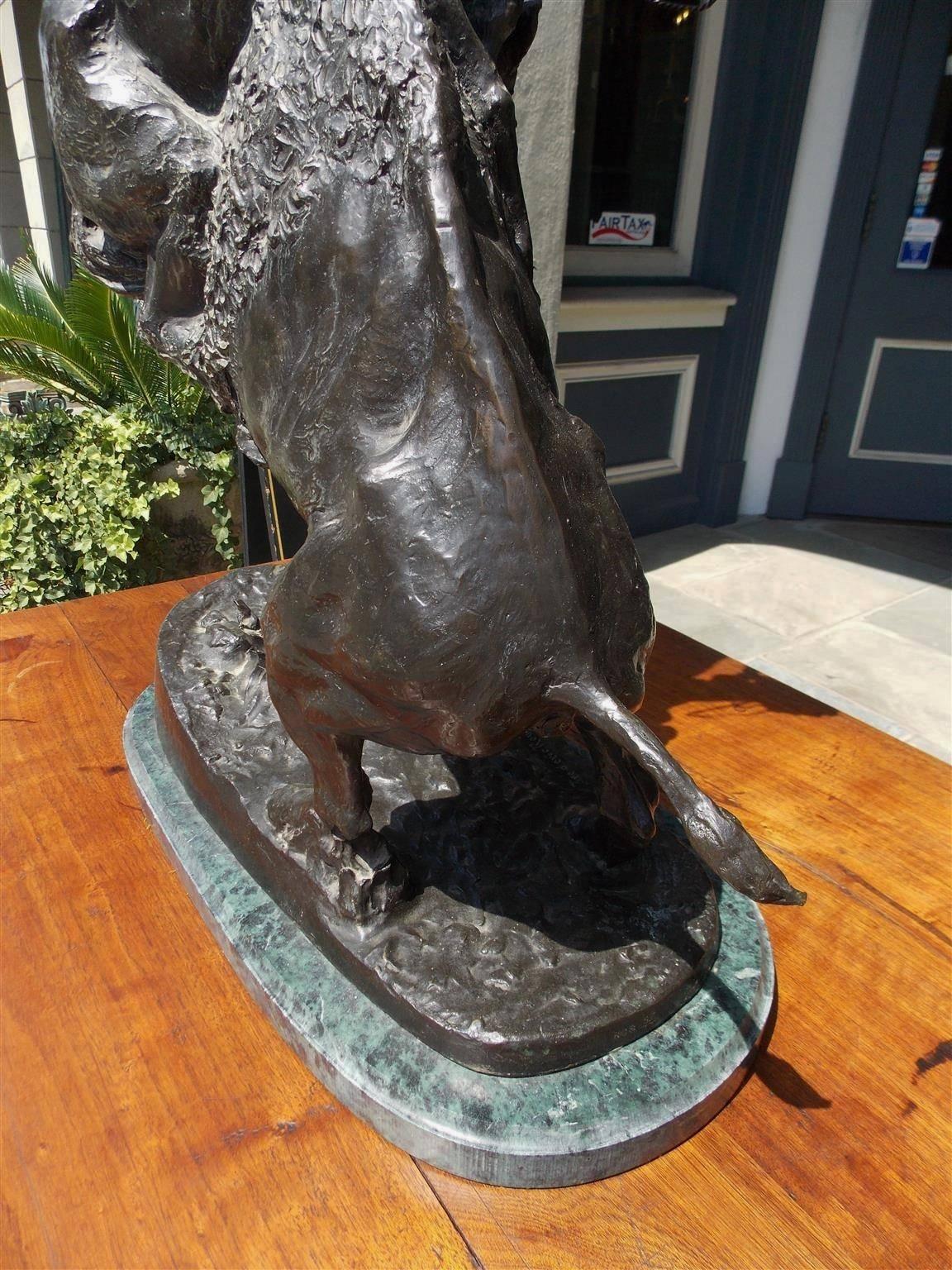 American Bronze and Marble Sculpture of Buffalo Horse, F. Remington, Circa 1940 6