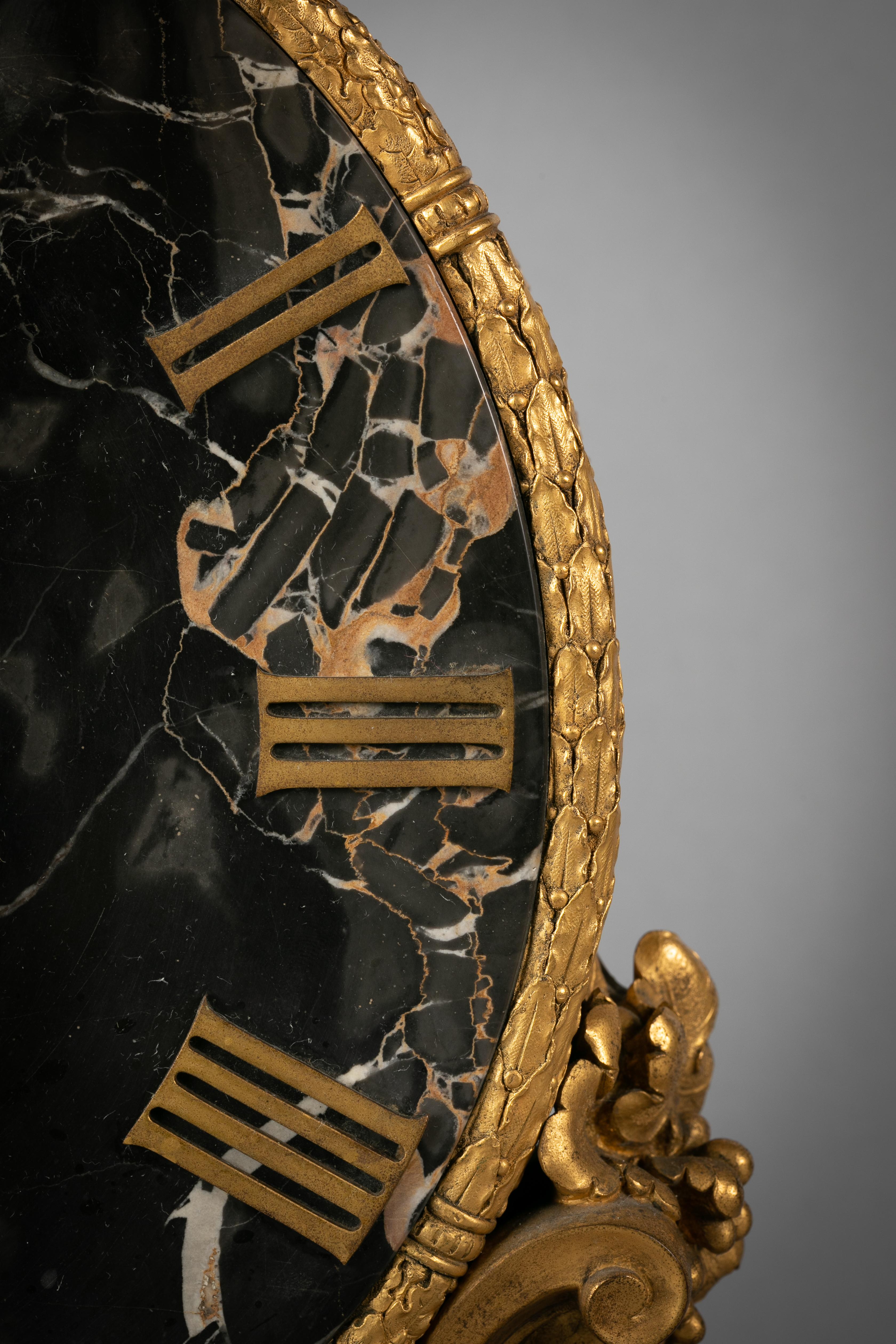 American Bronze and Marble Table Clock, E.F. Caldwell and Co., circa 1900 For Sale 2