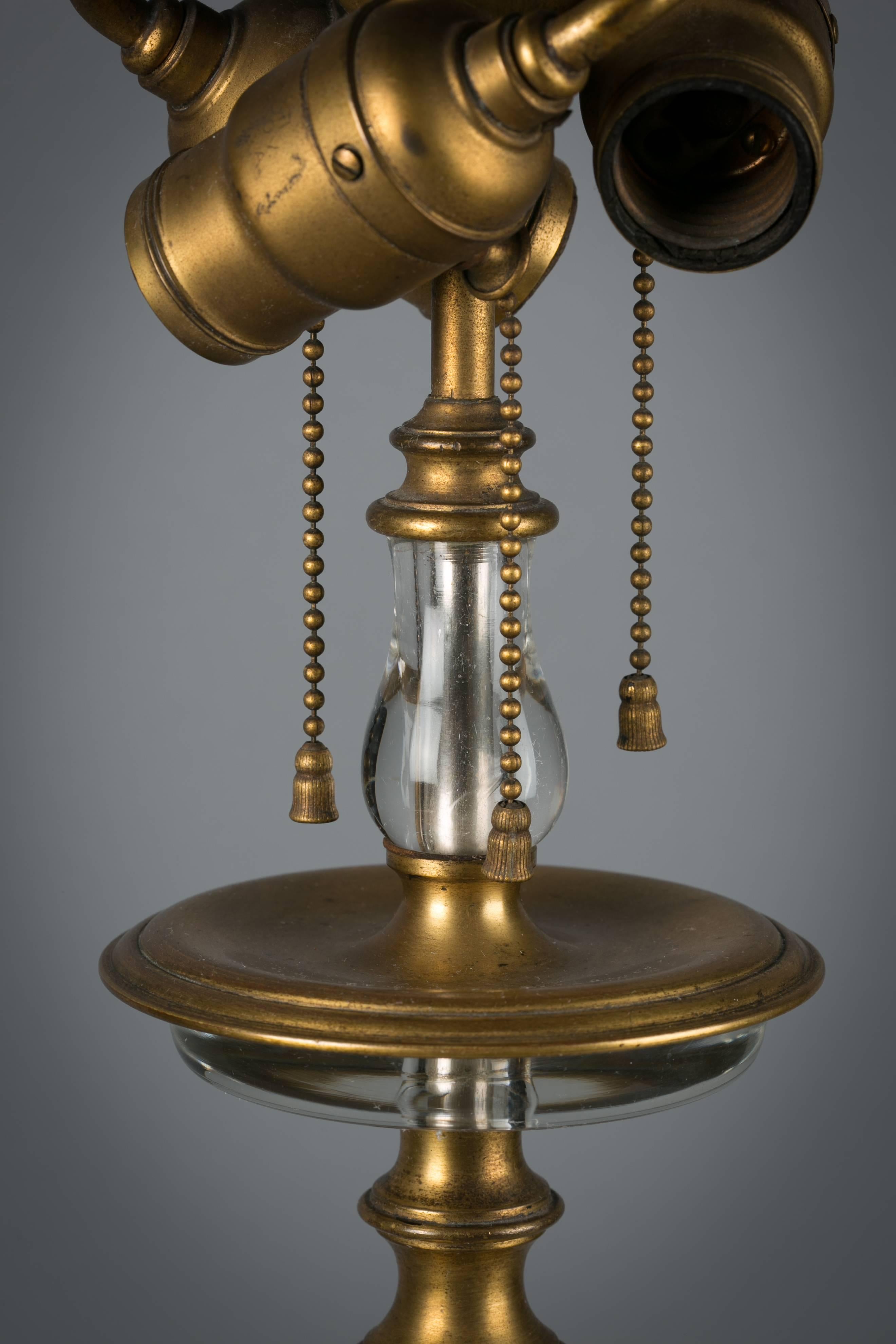 American bronze and rock crystal lamp, circa 1900. Made by E.F. Caldwell and Co.