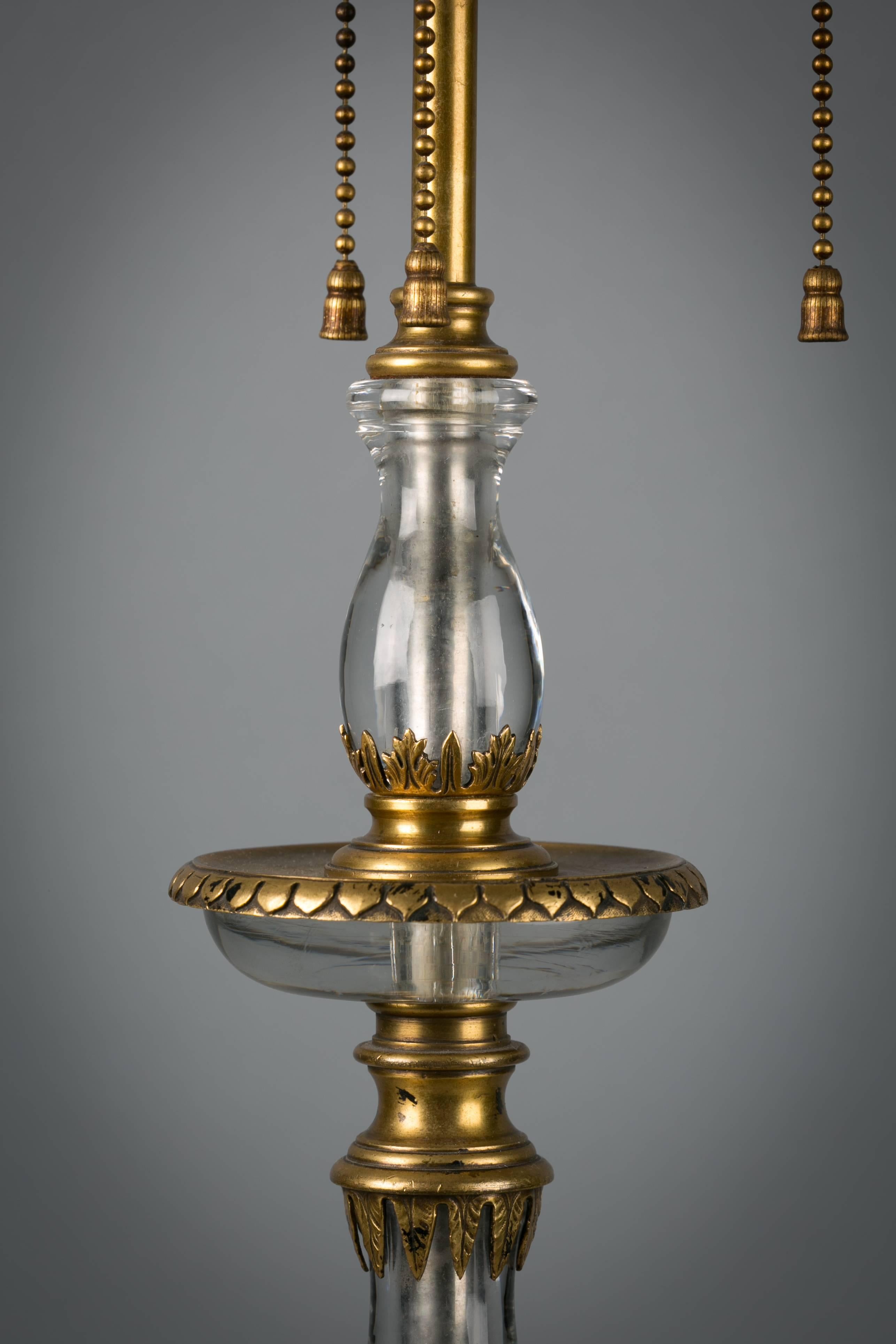 American bronze and rock crystal lamp, circa 1900. Made by E.F. Caldwell & Co.