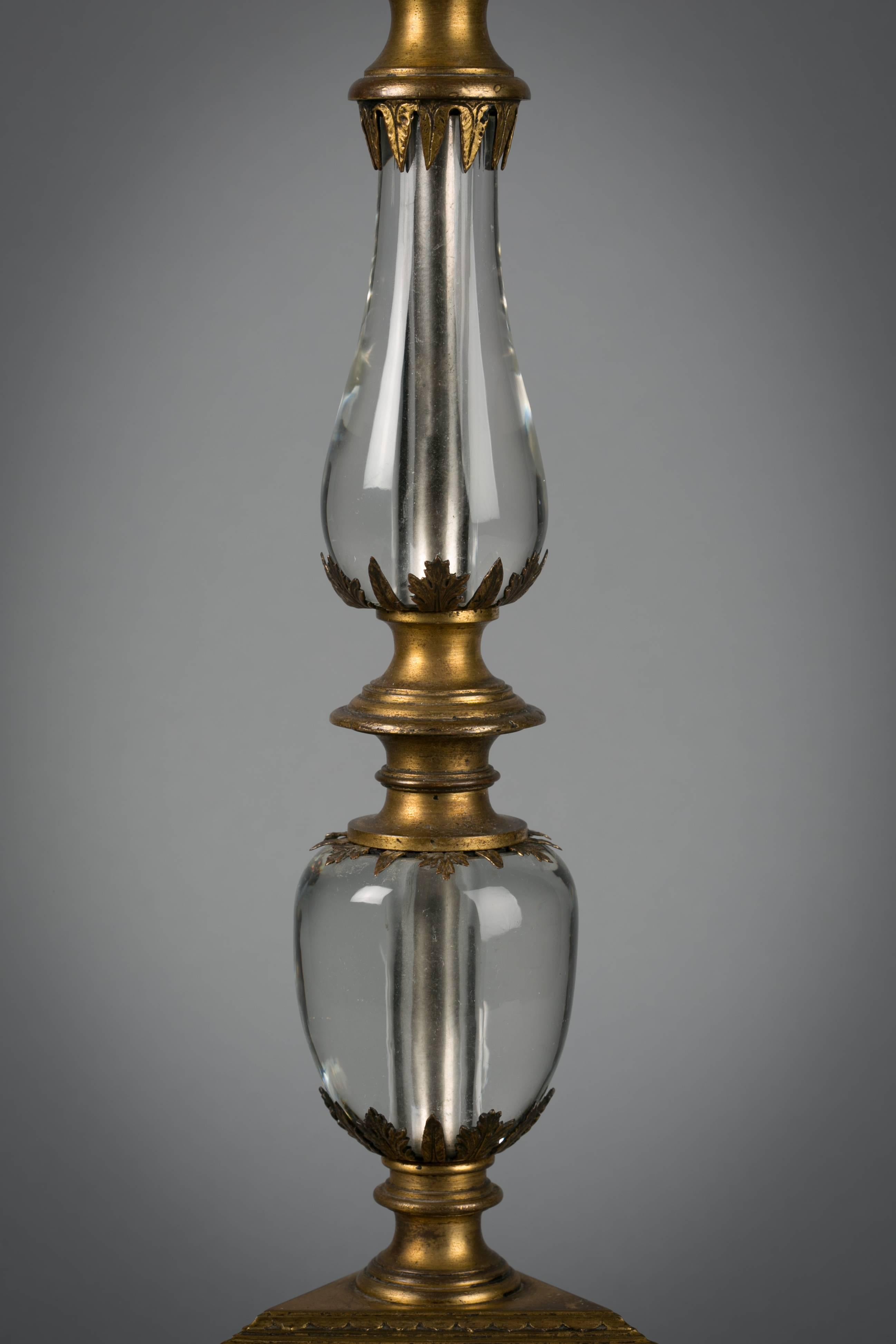 American Bronze and Rock Crystal Lamp, circa 1900 In Good Condition For Sale In New York, NY