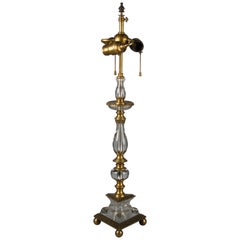 Antique American Bronze and Rock Crystal Lamp, circa 1900