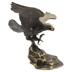 "American Bronze Eagle" Sculpture by Gorham, with Oval Silver Title Plaque, 1994