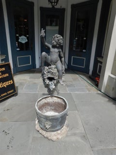 American Bronze & Lead Figural Bacchus Garden Fountain with Wine Barrel, C. 1850