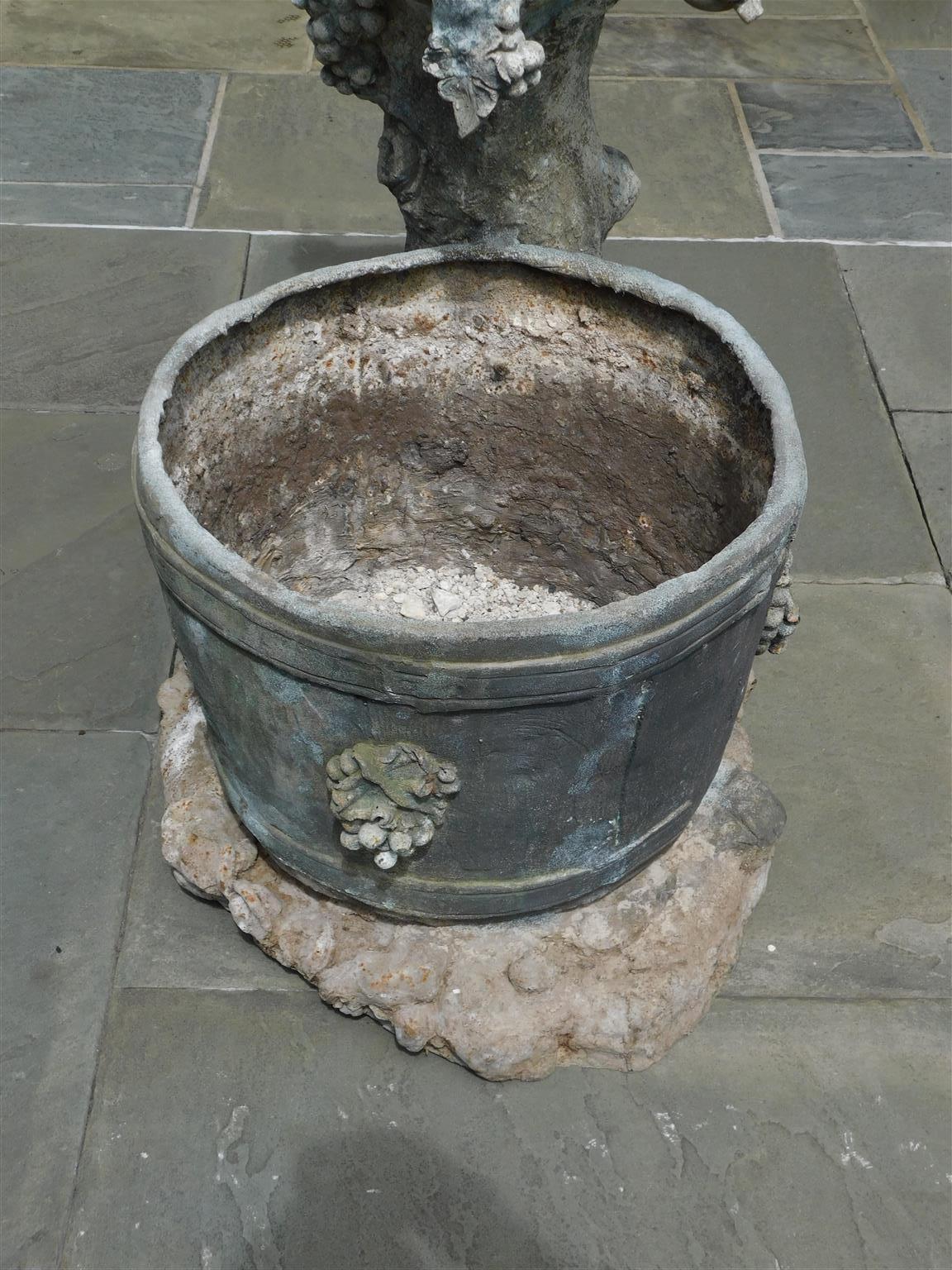 Mid-19th Century American Bronze & Lead Figural Bacchus Garden Fountain with Wine Barrel, C. 1850 For Sale