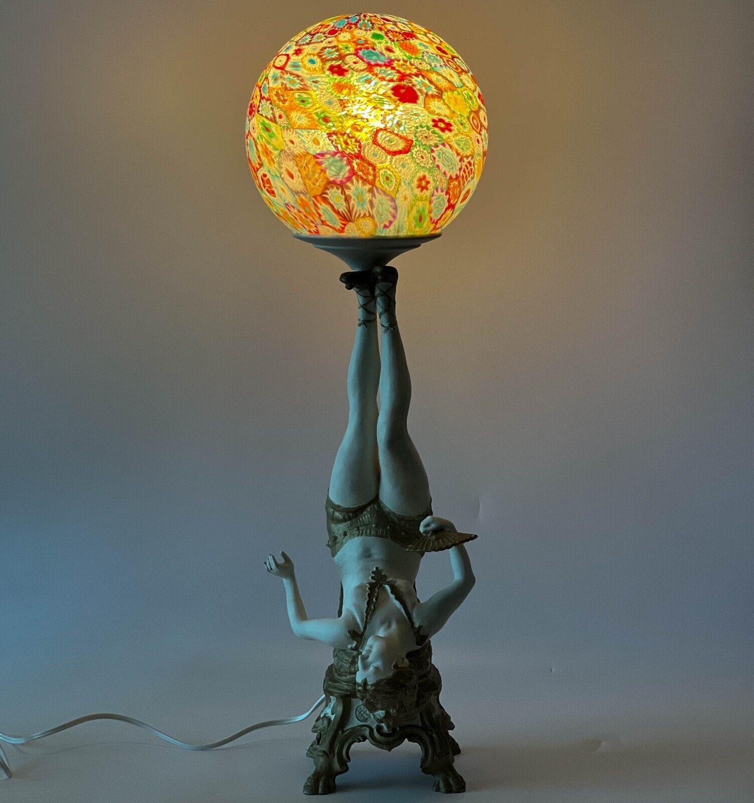 American Bronze Murano Millifori Glass Burlesque Dancer Lamp 2nd quarter 20th c For Sale 1