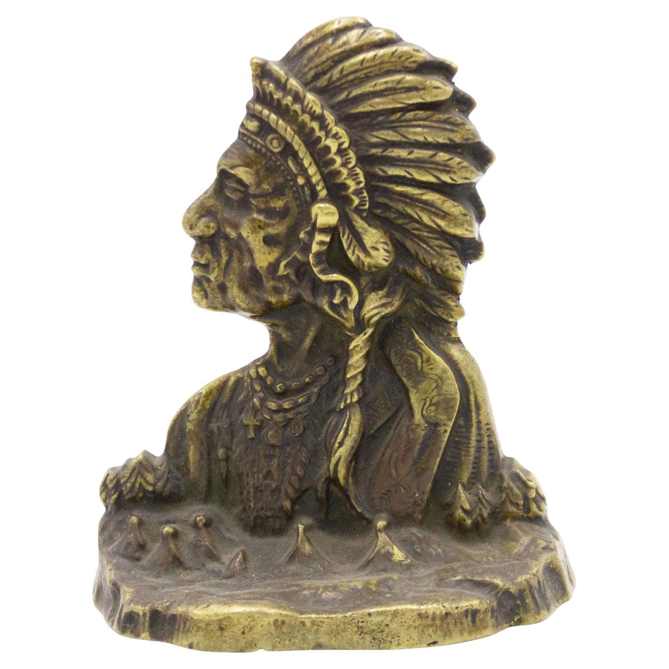 American Bronze Native American Chief Bust