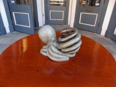American Bronze Octopus Wine Holder with Original Inserted Canister, Circa 1900