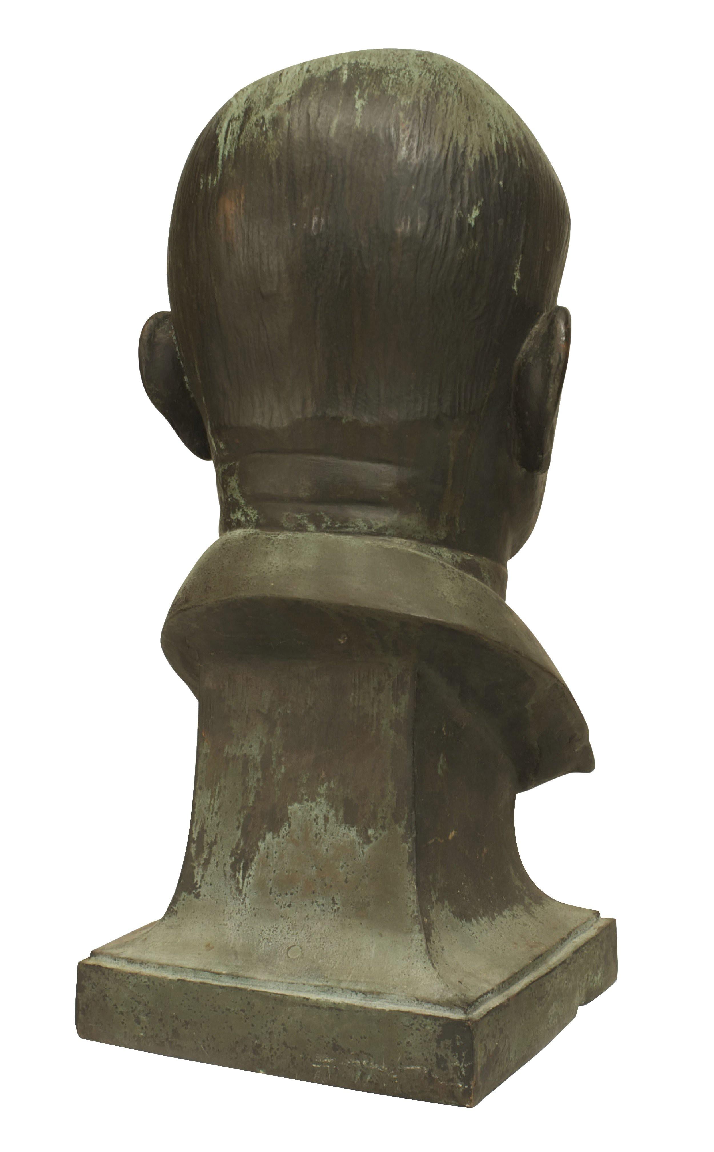 American Bronze Patina Gentleman Bust In Good Condition For Sale In New York, NY