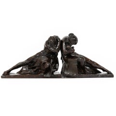 American Bronze Sculpture Bookends “Humanity” by Robert Ingersoll Aitken