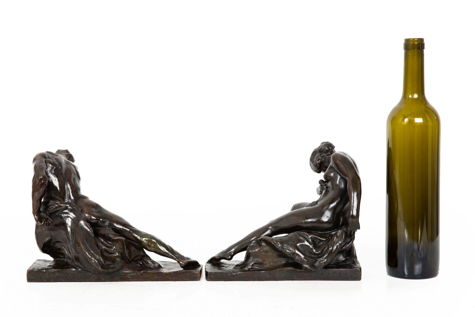 American Bronze Sculpture Bookends “Humanity” by Robert Ingersoll Aitken In Good Condition In Shippensburg, PA