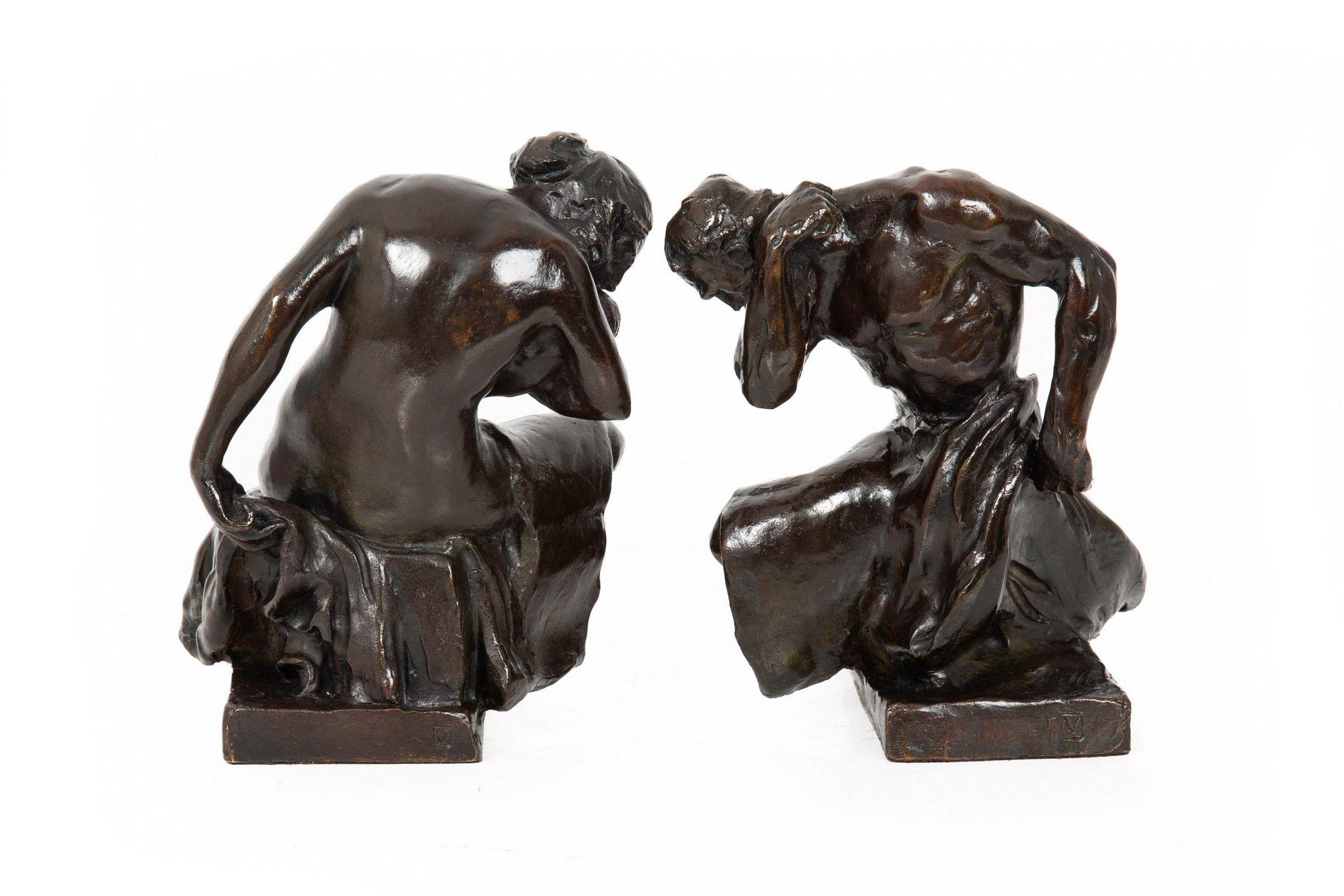 20th Century American Bronze Sculpture Bookends “Humanity” by Robert Ingersoll Aitken