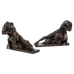 American Bronze Sculpture Bookends “Humanity” by Robert Ingersoll Aitken