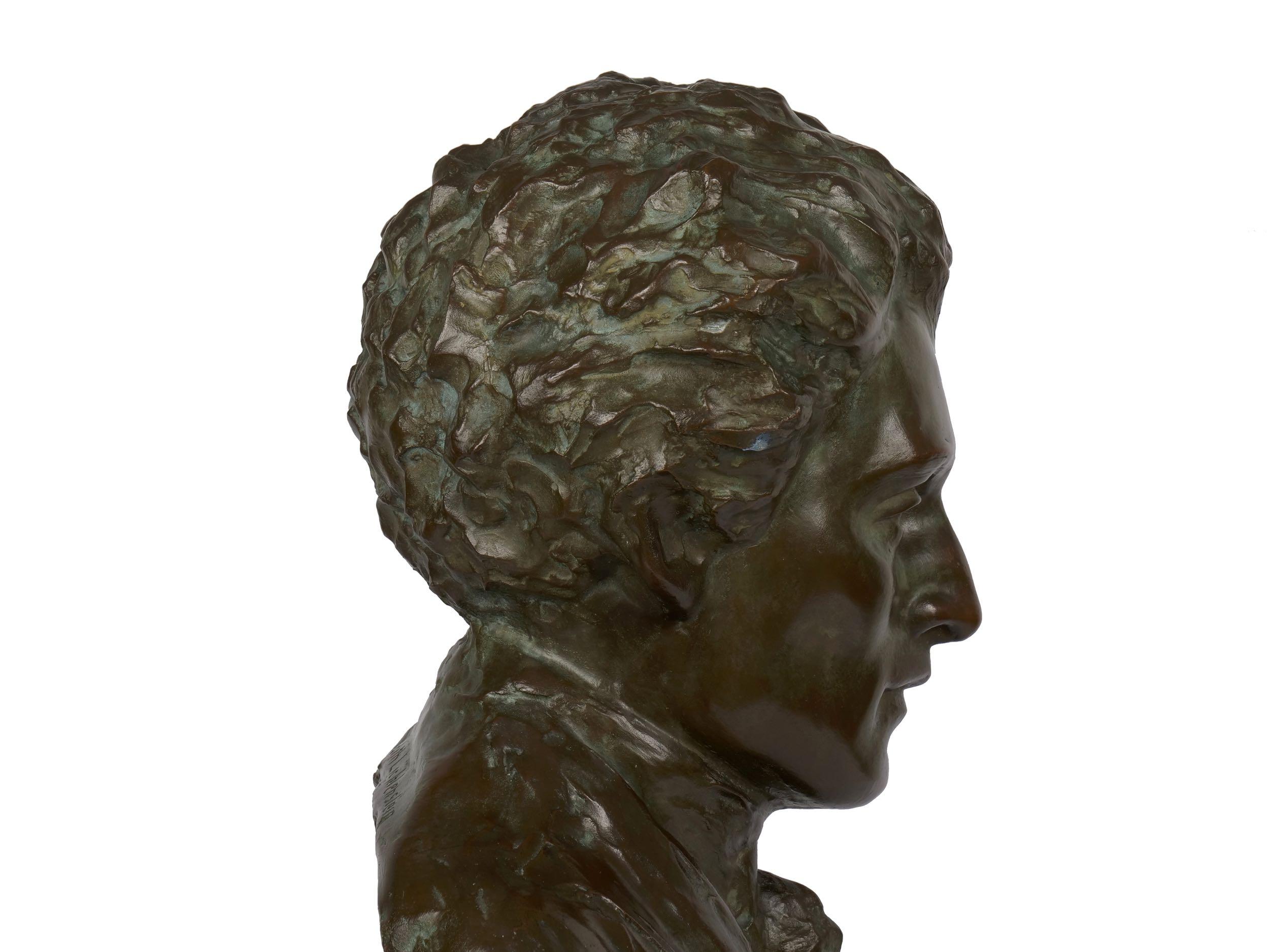 American Bronze Sculpture “Bust of Mozart” by Edith Lichtenstein & Gorham  5