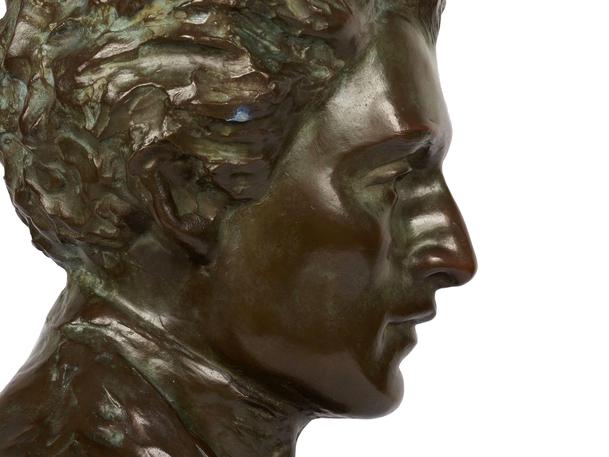 American Bronze Sculpture “Bust of Mozart” by Edith Lichtenstein & Gorham  6