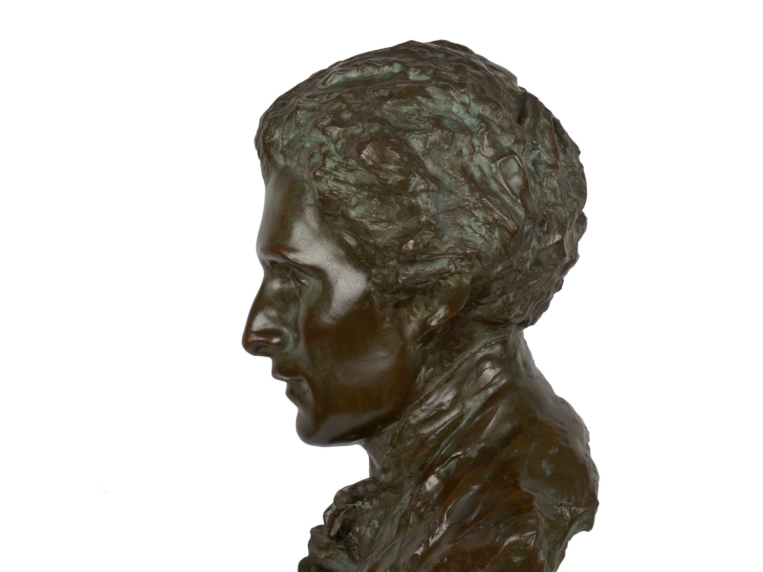 American Bronze Sculpture “Bust of Mozart” by Edith Lichtenstein & Gorham  10