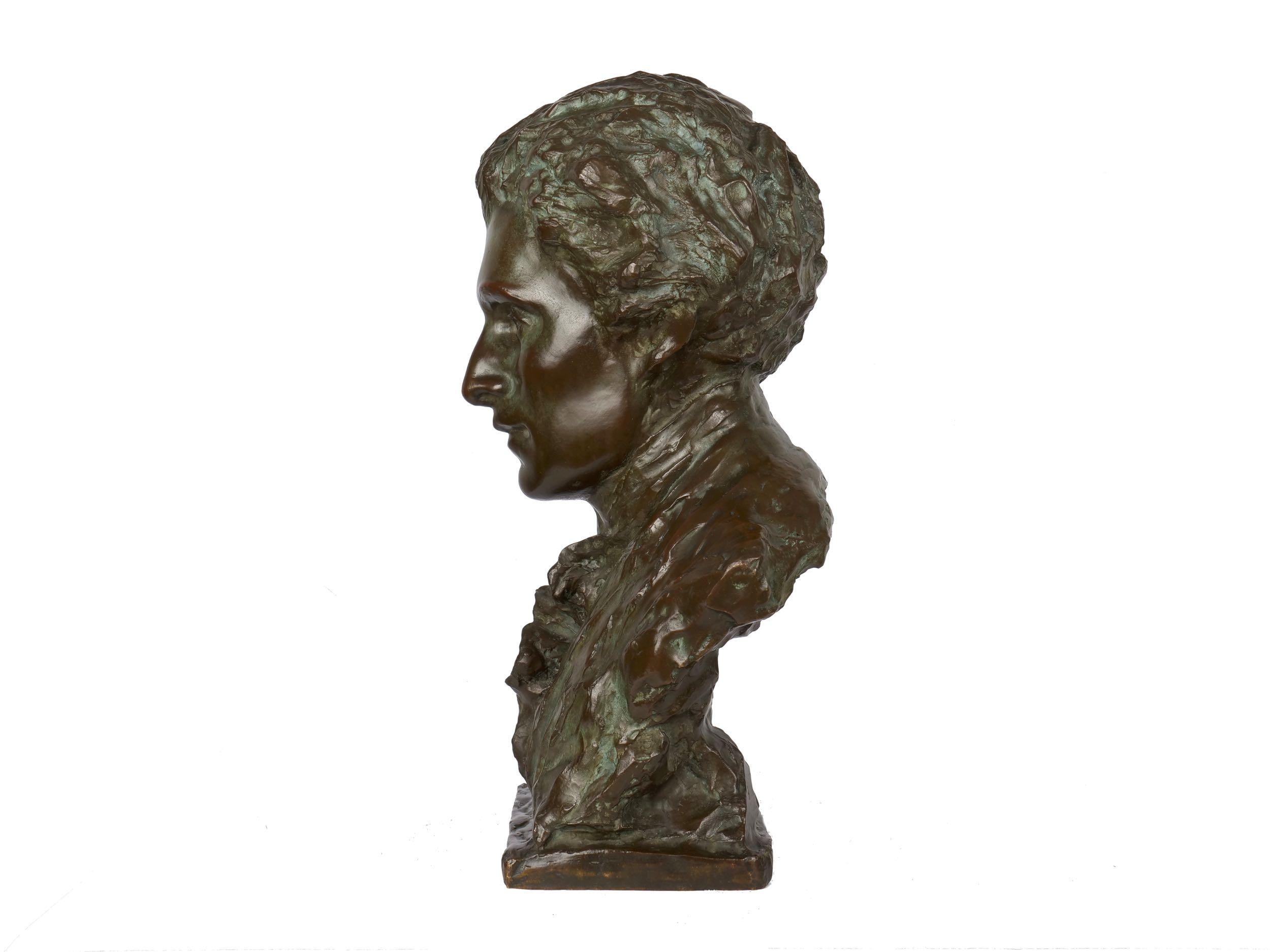 American Bronze Sculpture “Bust of Mozart” by Edith Lichtenstein & Gorham  In Good Condition In Shippensburg, PA