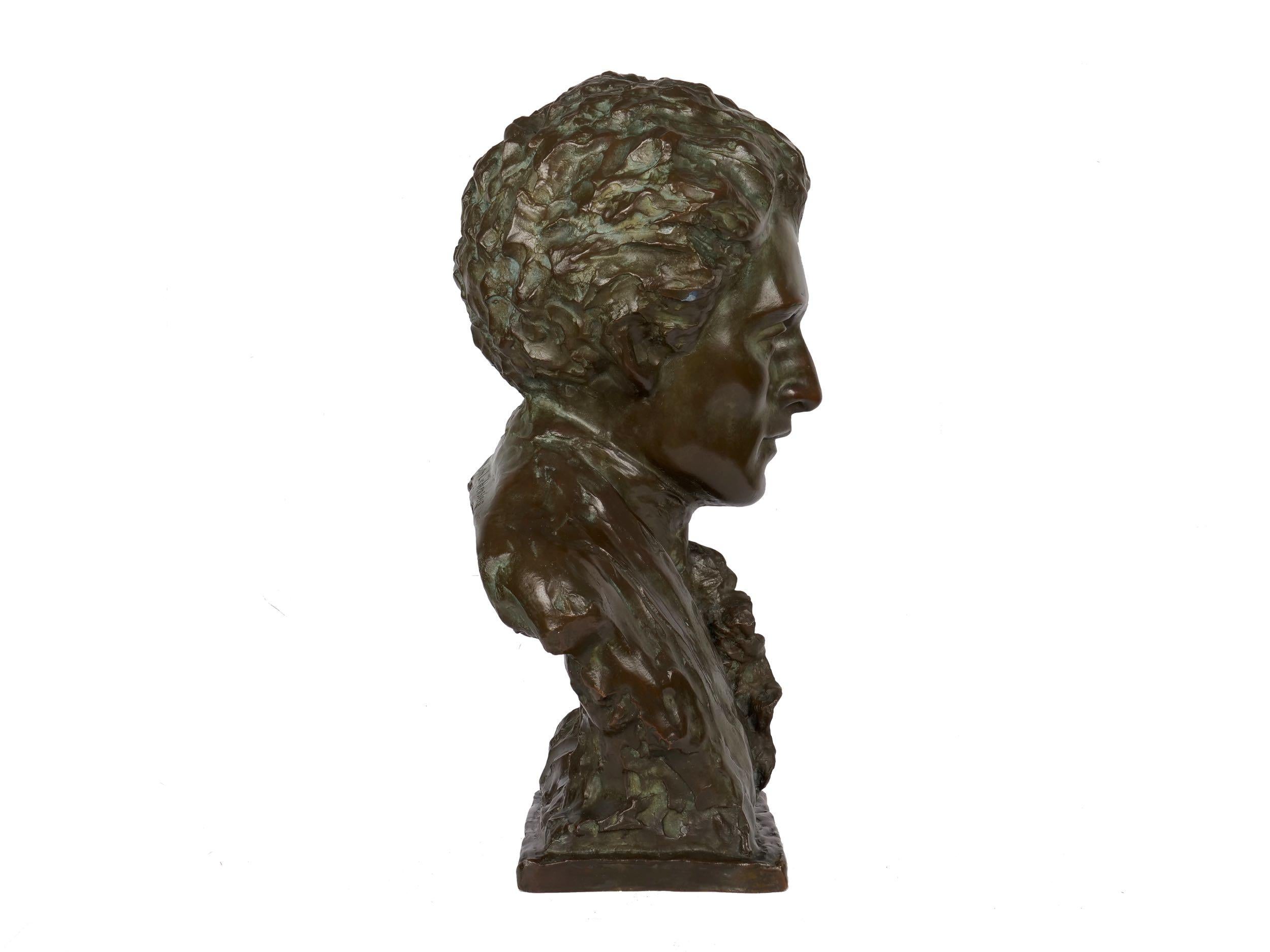 American Bronze Sculpture “Bust of Mozart” by Edith Lichtenstein & Gorham  1
