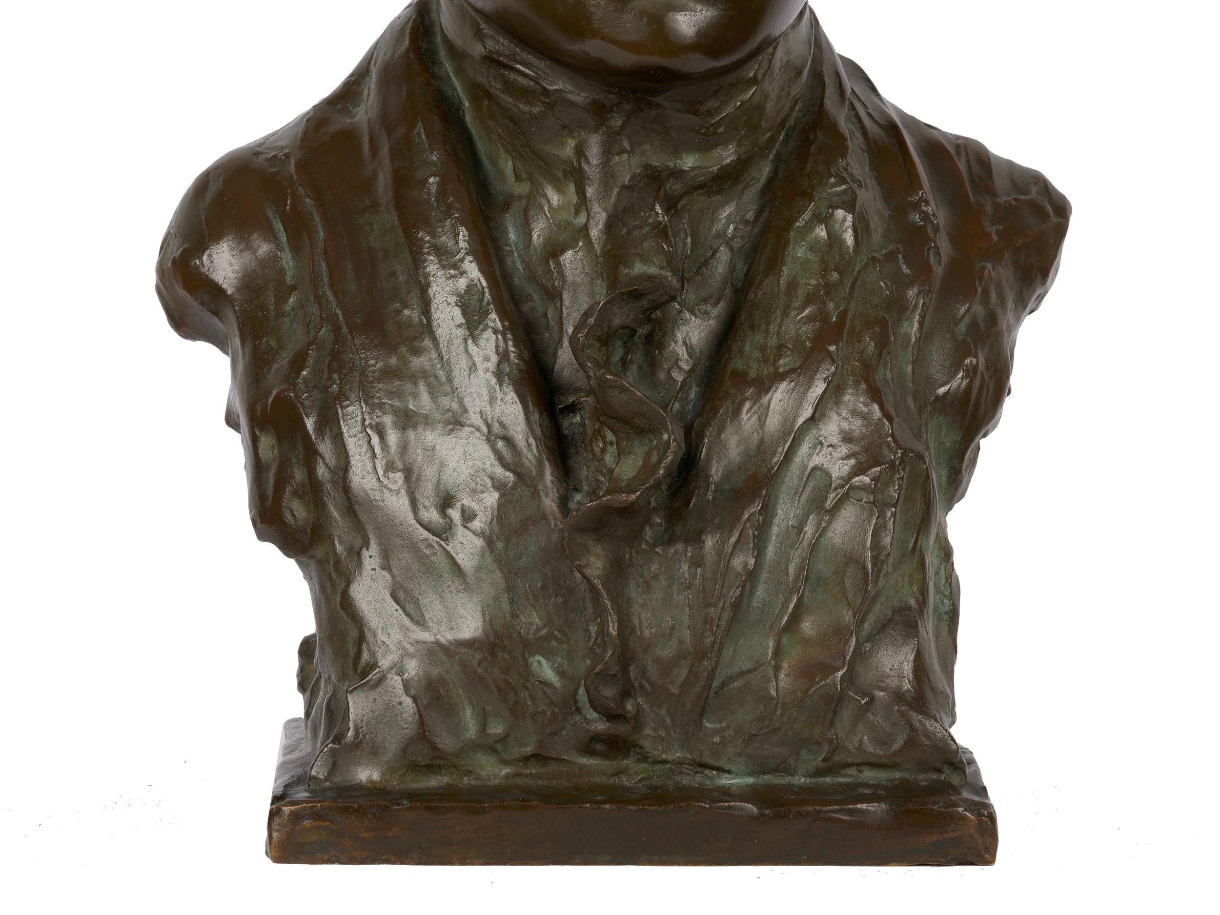 American Bronze Sculpture “Bust of Mozart” by Edith Lichtenstein & Gorham  3