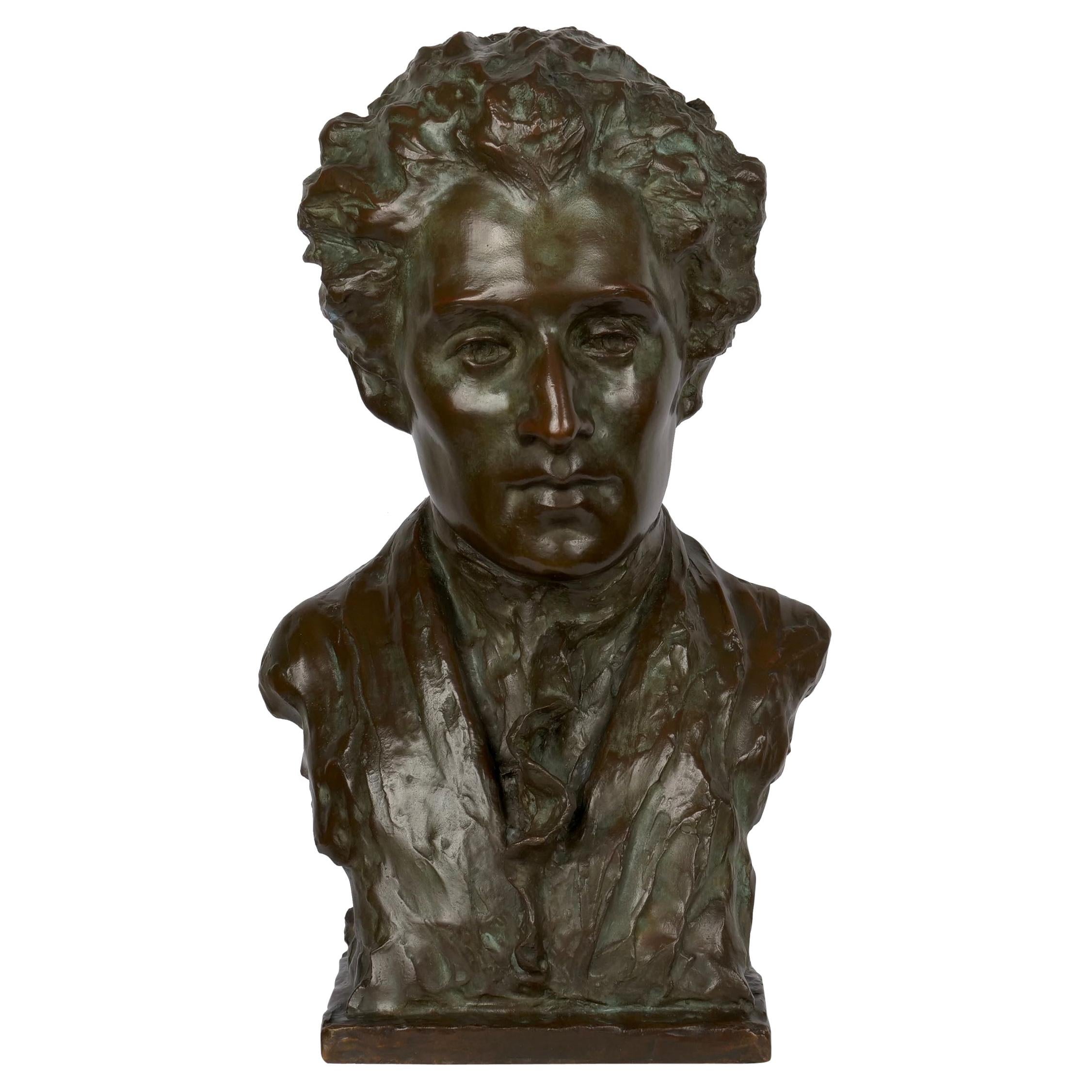 American Bronze Sculpture “Bust of Mozart” by Edith Lichtenstein & Gorham 