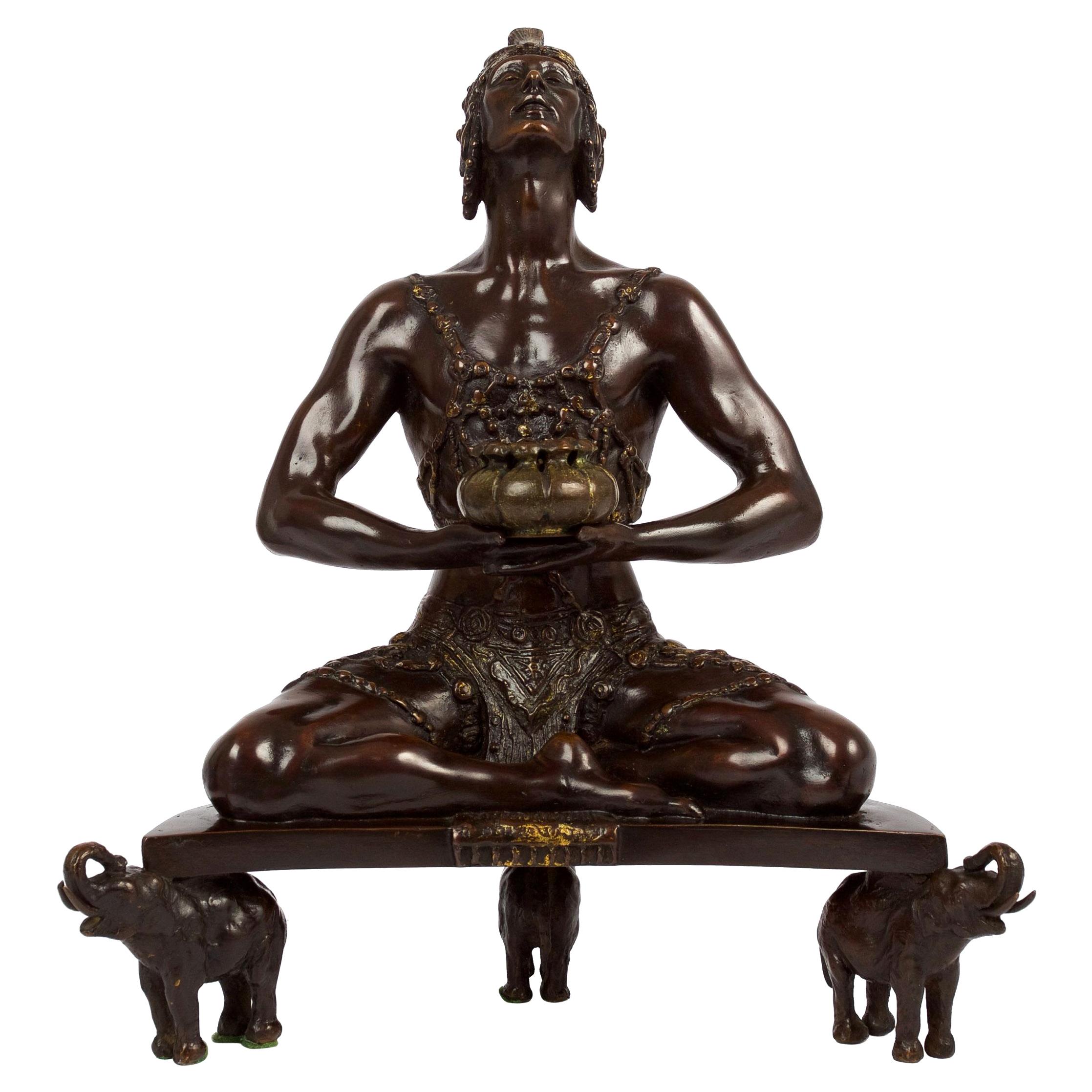 American Bronze Sculpture "Hindu Incense Burner" by Malvina Hoffman circa 1920